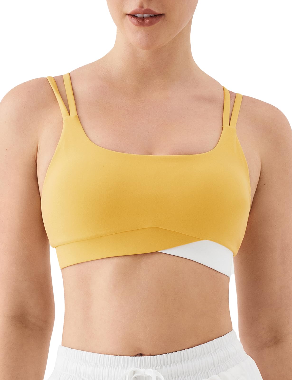 K-Swiss CICLO Fiber Sports Bras for Women - Scoop Neck Thin Straps Padded Yoga Bras Medium Support Workout Gym Tops
