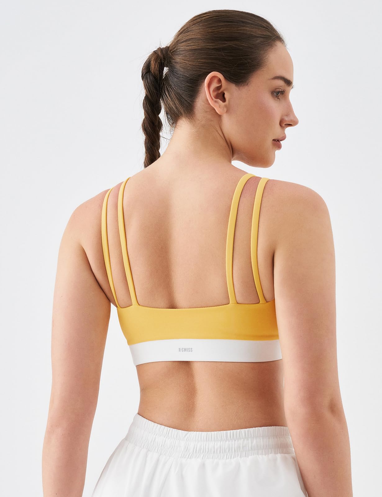 K-Swiss CICLO Fiber Sports Bras for Women - Scoop Neck Thin Straps Padded Yoga Bras Medium Support Workout Gym Tops - Image 4