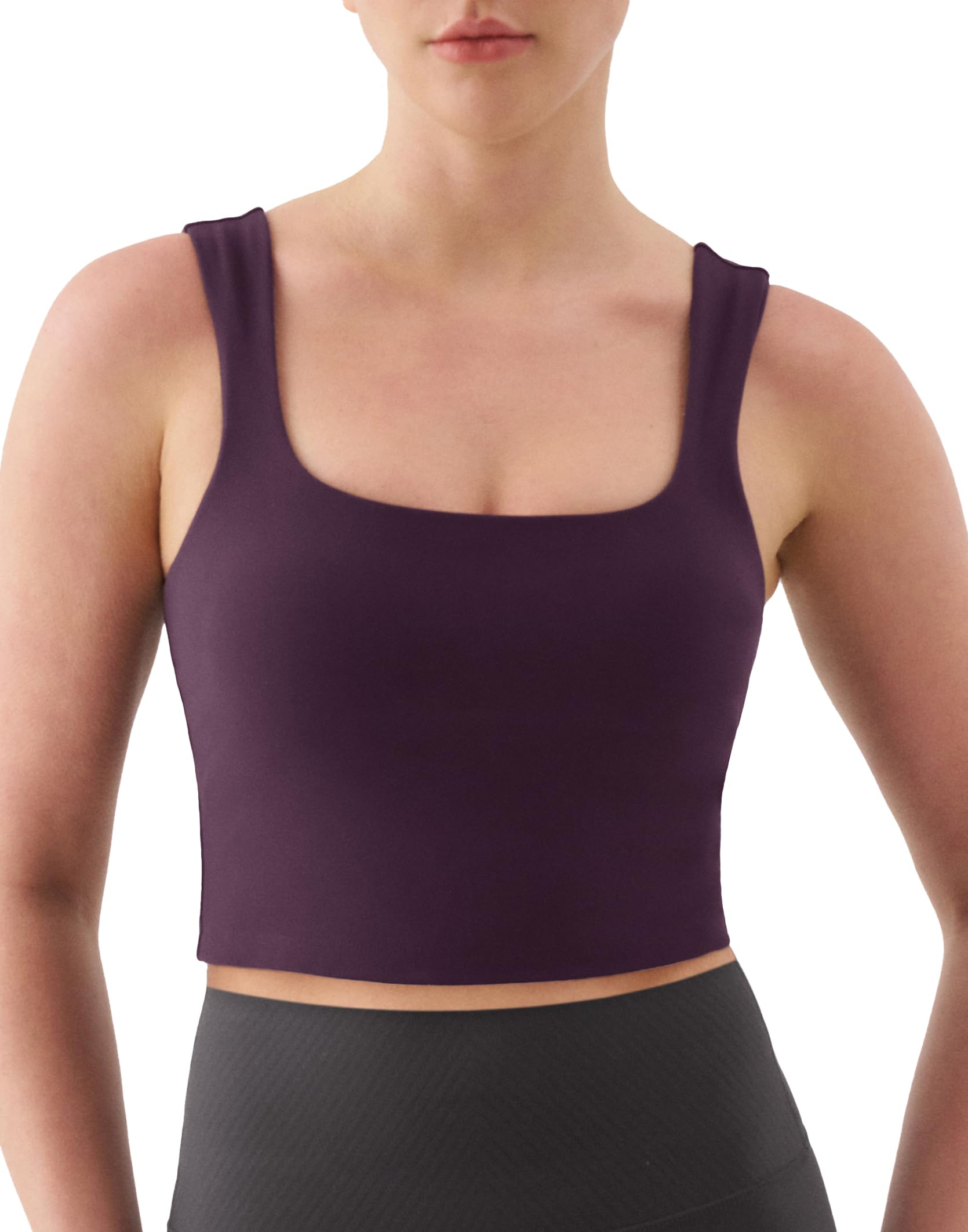 K-Swiss Crop Tank Tops for Women - Square Neck Longline Sports Bras Padded