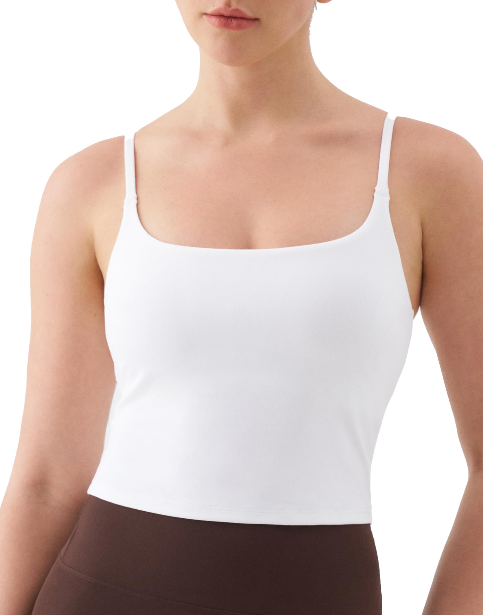 K-Swiss Crop Tops for Women - Adjustable Thin Straps Square Neck Padded Sports Bra