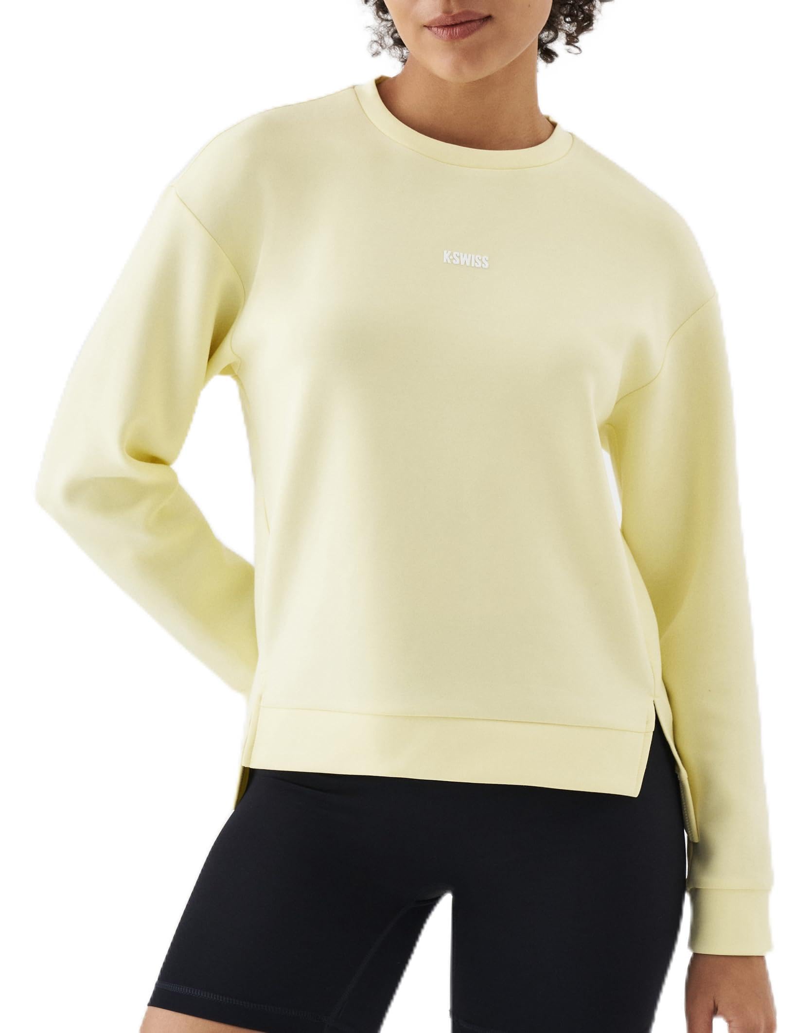 K-Swiss Cropped Sweatshirts for Women - Crewneck Pullover Sweatshirt Long Sleeve Workout Crop Tops Soft and Lightweight
