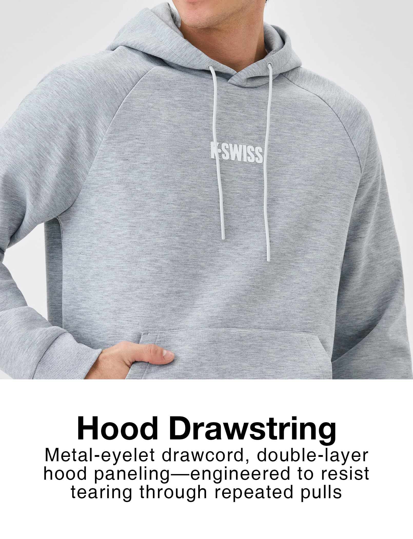 K-Swiss Heritage Men's Hoodies - Pullover Long Sleeve Sweatshirt Casual Club Hooded for Gym Workout - Image 7