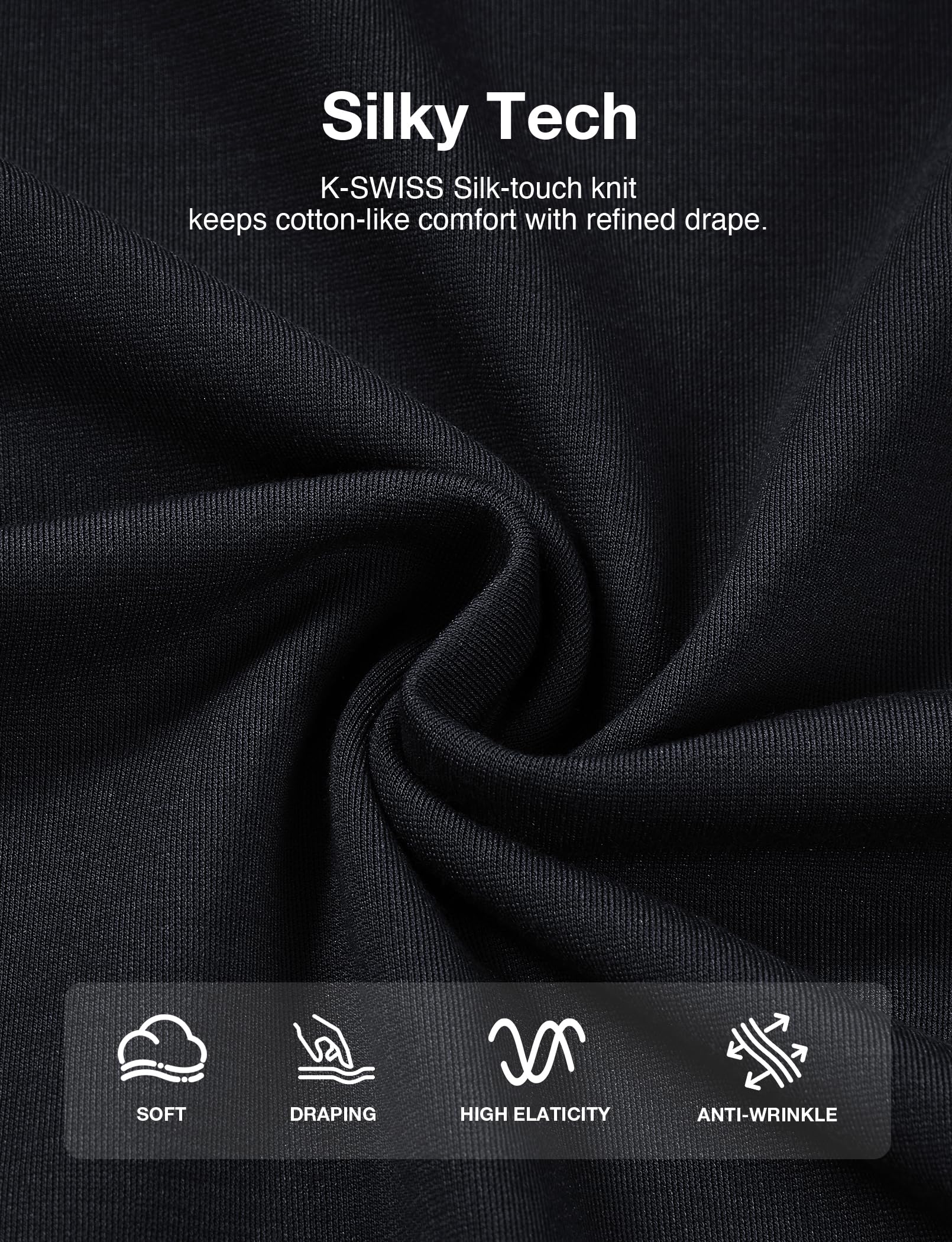 K-Swiss Heritage Men's Silky Tech T-Shirt, Soft Crewneck T-Shirts with Eco-Embossed Graphic for Sport Work Casual - Image 4