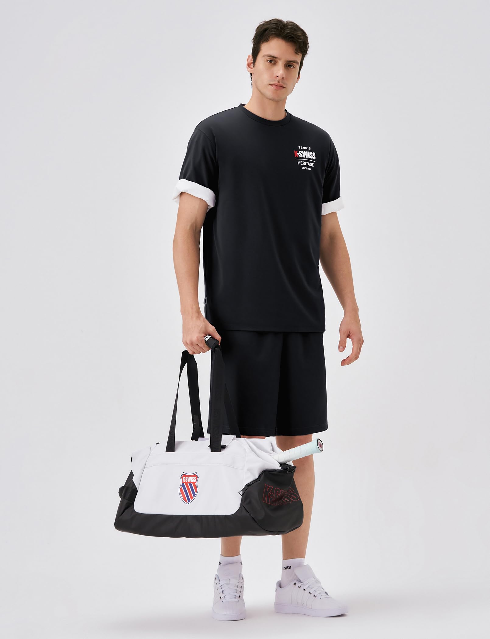 K-Swiss Heritage Men's Silky Tech T-Shirt, Soft Crewneck T-Shirts with Eco-Embossed Graphic for Sport Work Casual - Image 7
