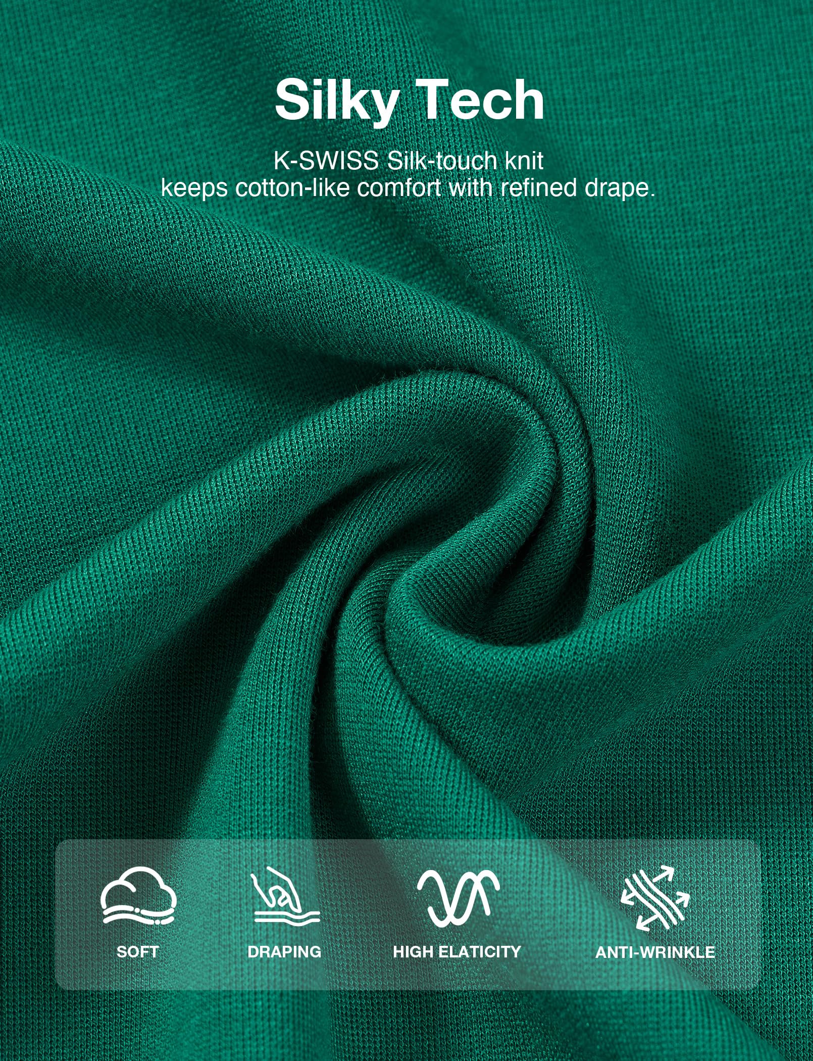 K-Swiss Heritage Women's Oversized T-Shirt, Silky Soft Crewneck T-Shirts with Eco-Embossed Graphic for Casual Lounge - Image 5