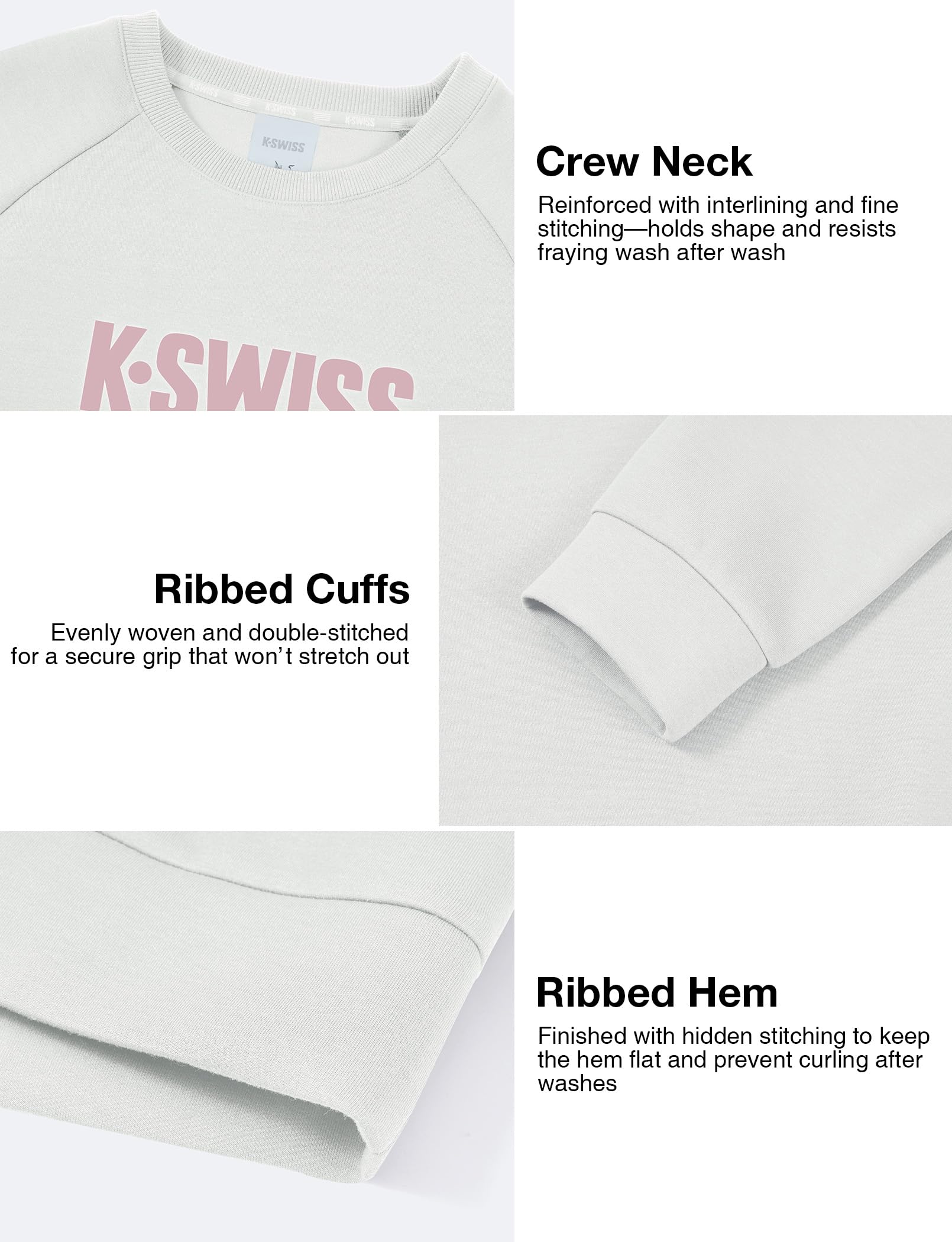 K-Swiss Heritage Women's Sweatshirts - Oversized Crewneck Pullover Casual Long Sleeve Fall Winter Tops - Image 5