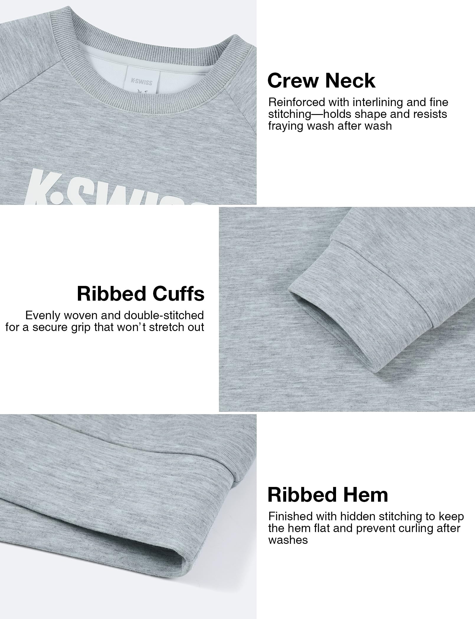 K-Swiss Heritage Women's Sweatshirts - Oversized Crewneck Pullover Casual Long Sleeve Fall Winter Tops - Image 5