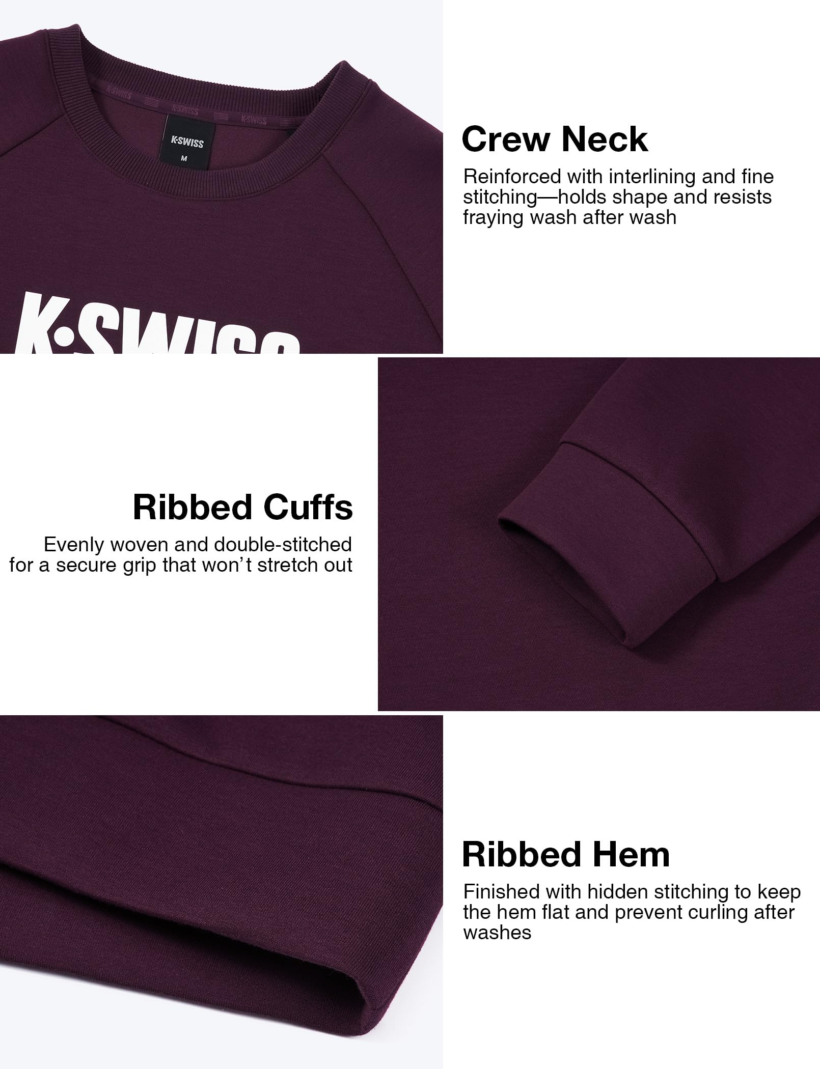 K-Swiss Heritage Women's Sweatshirts - Oversized Crewneck Pullover Casual Long Sleeve Fall Winter Tops - Image 5