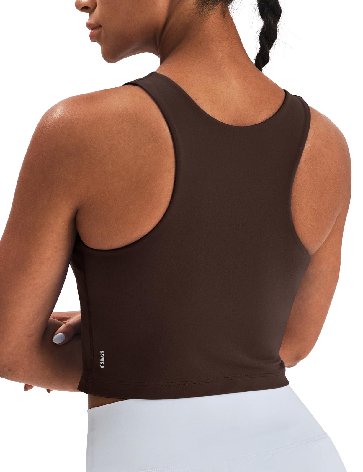 K-Swiss Longline Sports Bras for Women - Racerback Crop Tank Top Padded Scoop Neck Slim Fit Yoga Gym Workout Tops