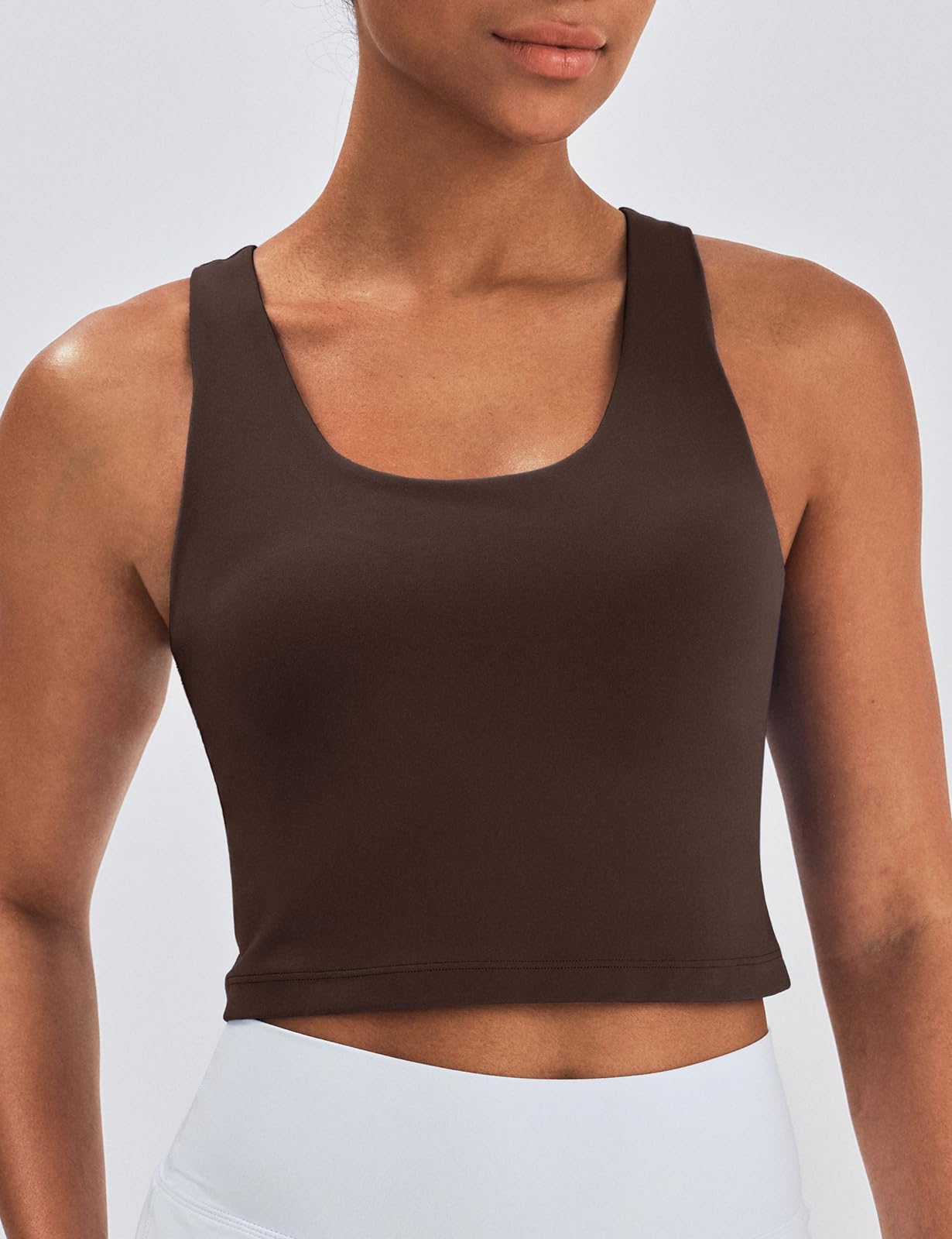 K-Swiss Longline Sports Bras for Women - Racerback Crop Tank Top Padded Scoop Neck Slim Fit Yoga Gym Workout Tops - Image 2