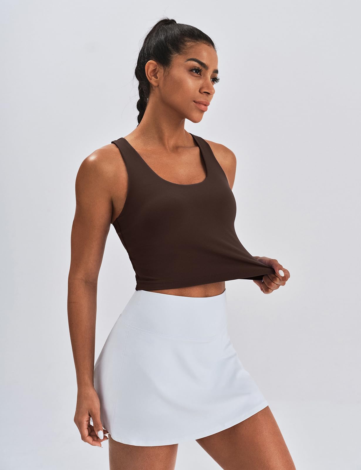 K-Swiss Longline Sports Bras for Women - Racerback Crop Tank Top Padded Scoop Neck Slim Fit Yoga Gym Workout Tops - Image 5