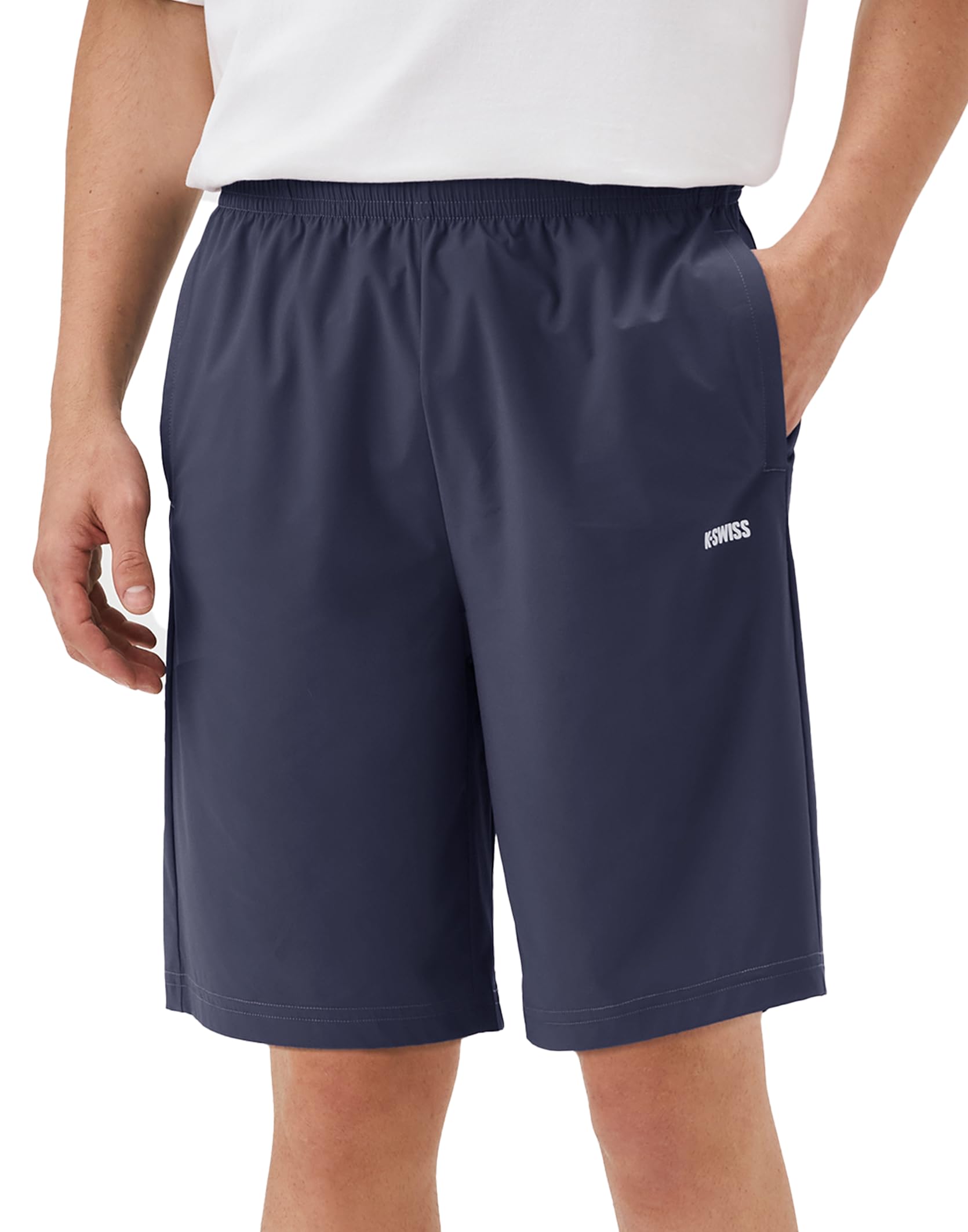 K-Swiss Men's Athletic Shorts with Zipper Pockets - Lightweight Gym Shorts with Drawstring for Running Workout Lounge Casual