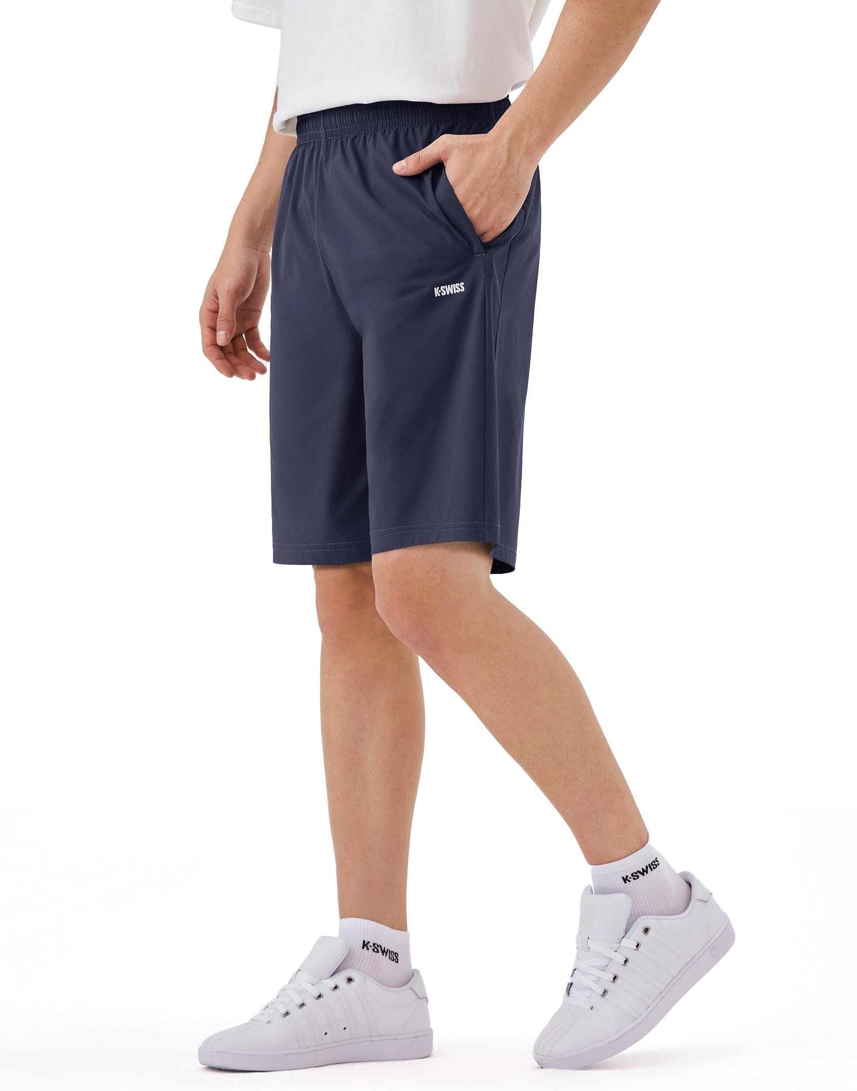 K-Swiss Men's Athletic Shorts with Zipper Pockets - Lightweight Gym Shorts with Drawstring for Running Workout Lounge Casual - Image 2