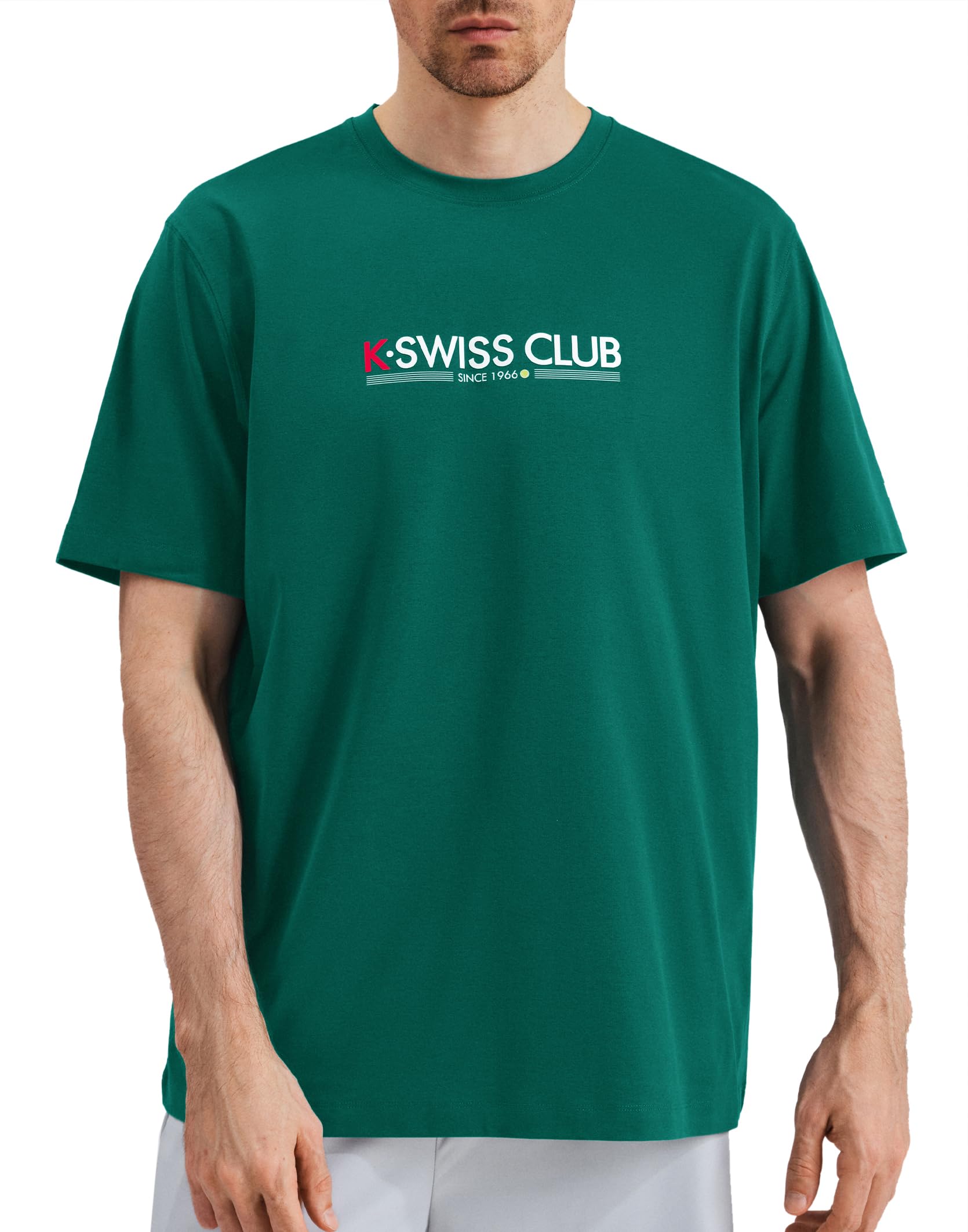 K-Swiss Men's Classic Sportswear T-Shirt，Ultra Soft Short Sleeve Crewneck T-Shirts with Graphic for Tennis Golf Gym Casual