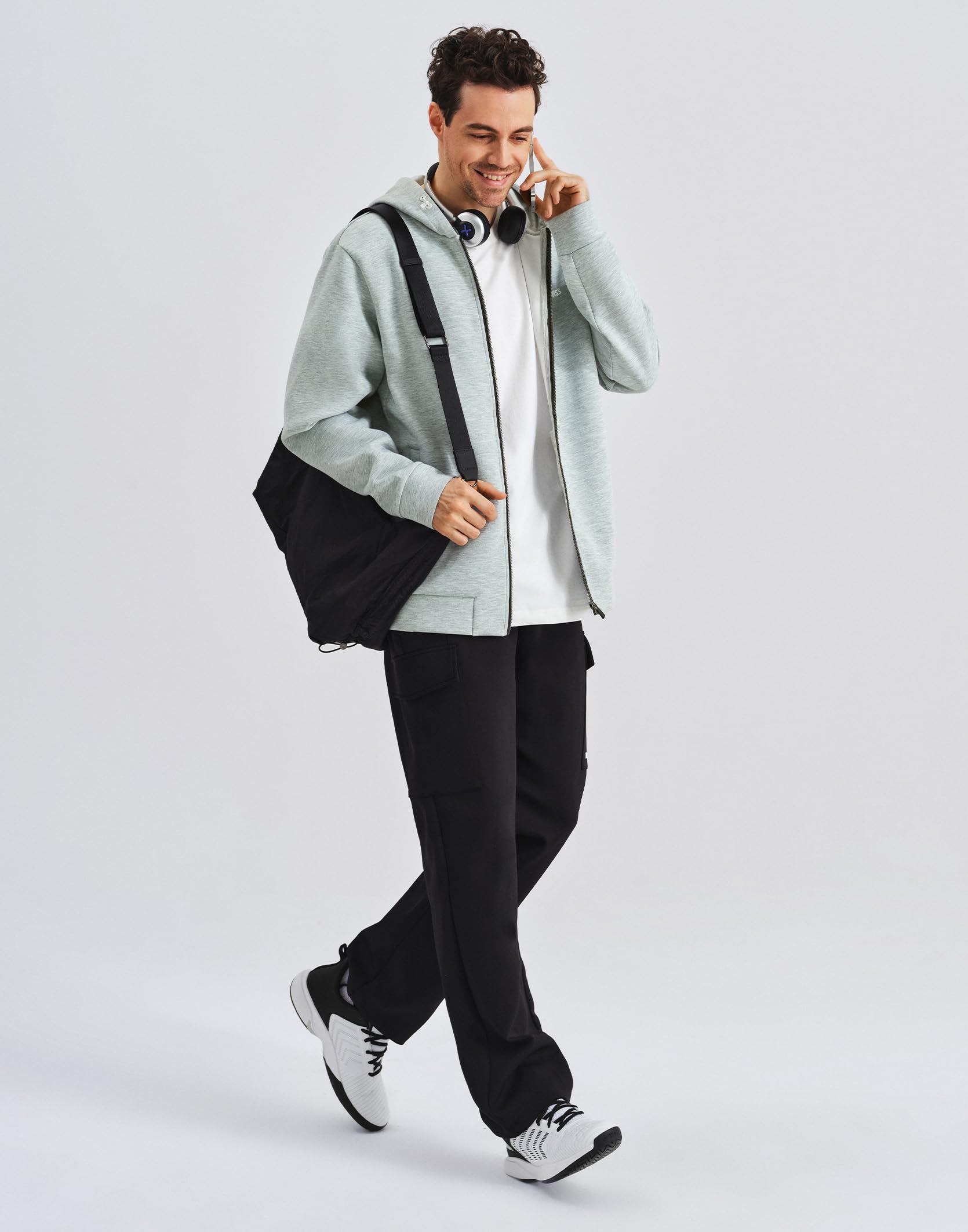 K-Swiss Men's Full Zip Hoodie - Drawstring Hoodies Pullover Sweatshirts Casual Loose Fit - Image 6