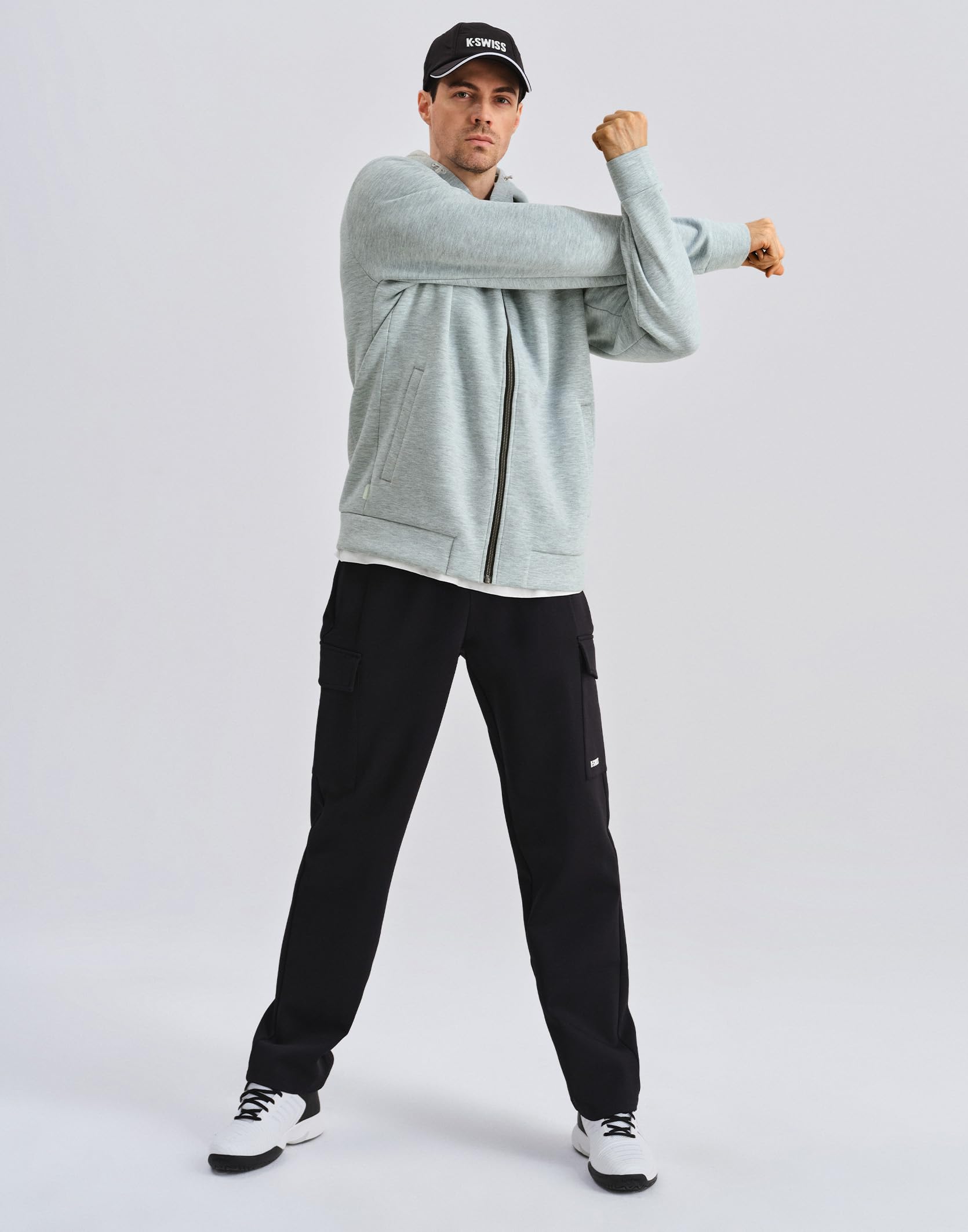 K-Swiss Men's Full Zip Hoodie - Drawstring Hoodies Pullover Sweatshirts Casual Loose Fit - Image 7