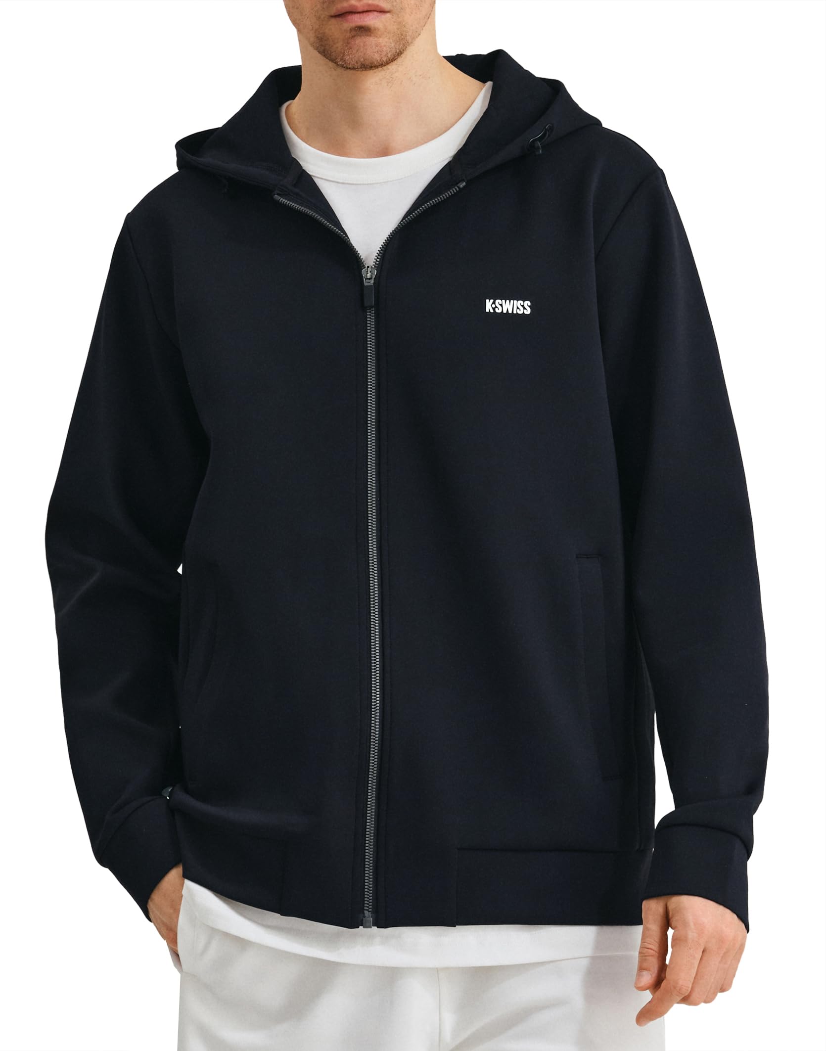 K-Swiss Men's Full Zip Hoodie - Drawstring Hoodies Pullover Sweatshirts Casual Loose Fit
