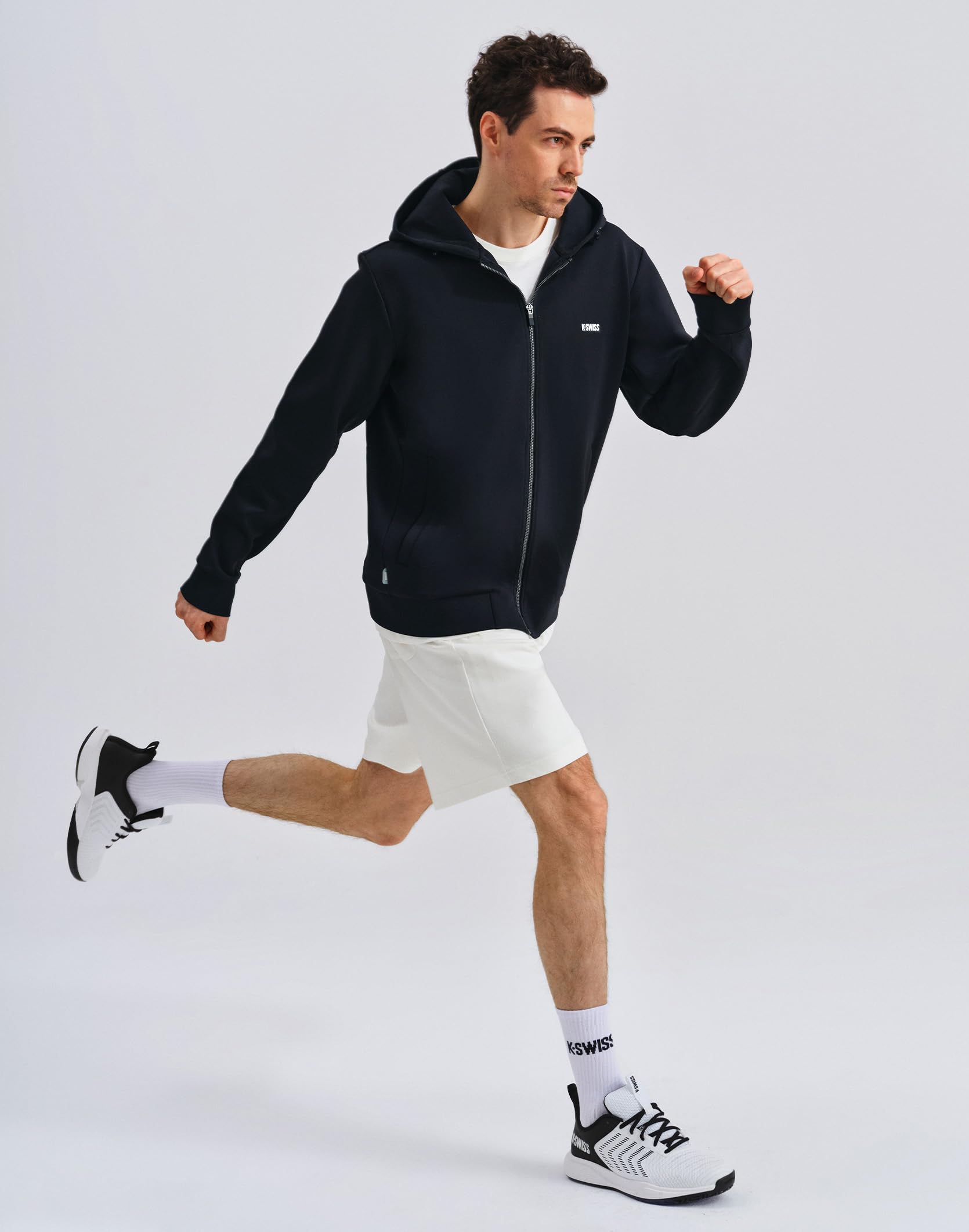 K-Swiss Men's Full Zip Hoodie - Drawstring Hoodies Pullover Sweatshirts Casual Loose Fit - Image 6