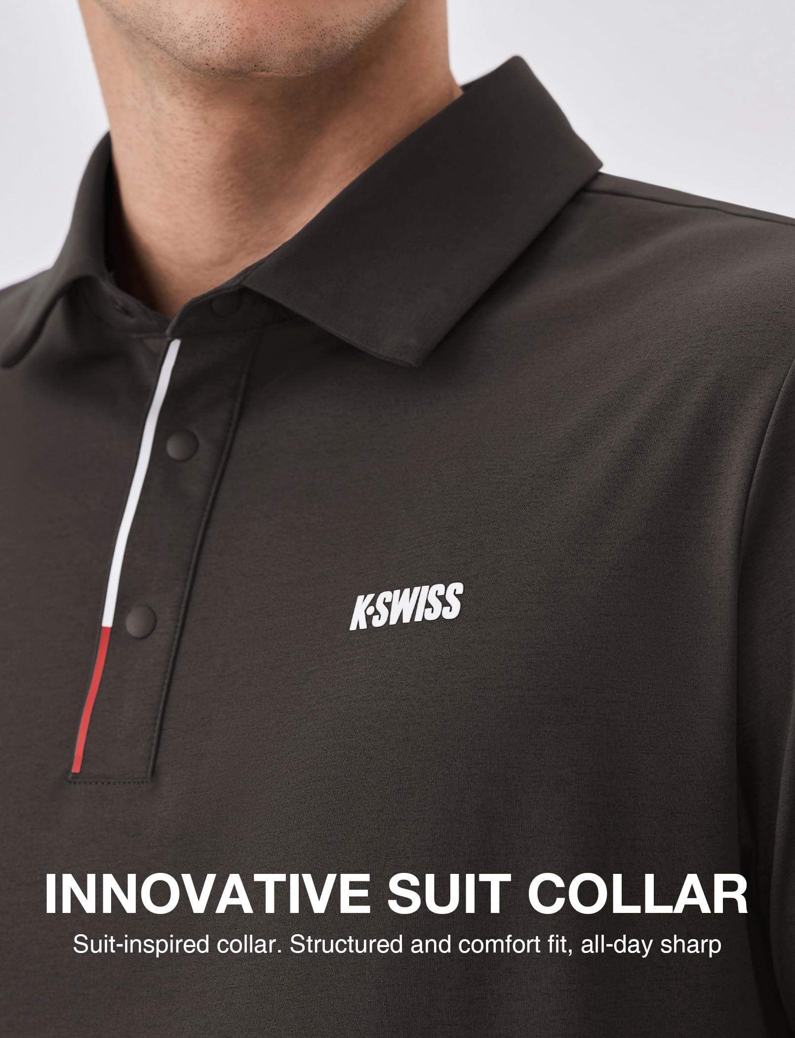 K-Swiss Men's Heritage Suit Collar Polo, Golf Polo Shirts for Men, Casual Short Sleeve Dress Shirt for Work Business - Image 4