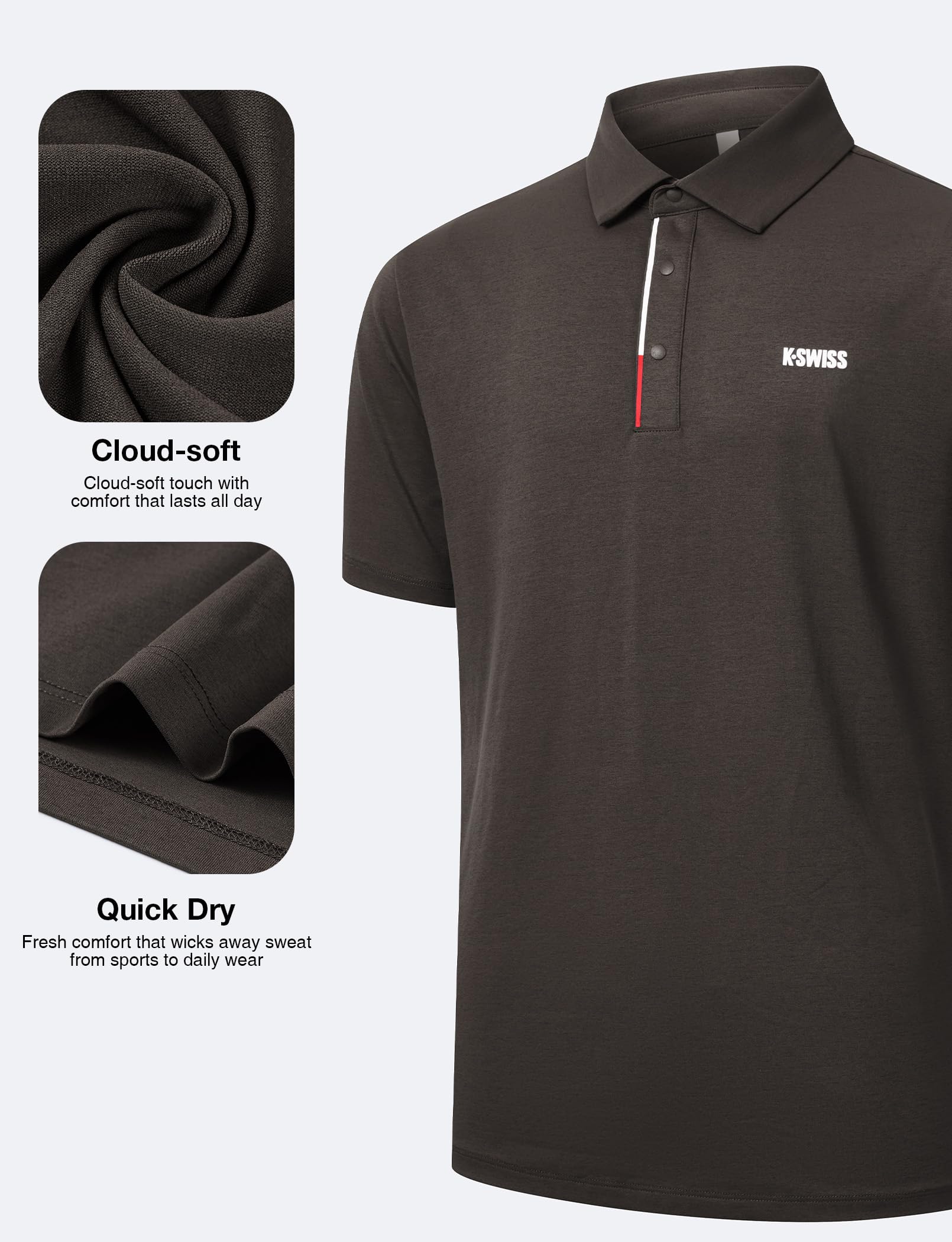 K-Swiss Men's Heritage Suit Collar Polo, Golf Polo Shirts for Men, Casual Short Sleeve Dress Shirt for Work Business - Image 6
