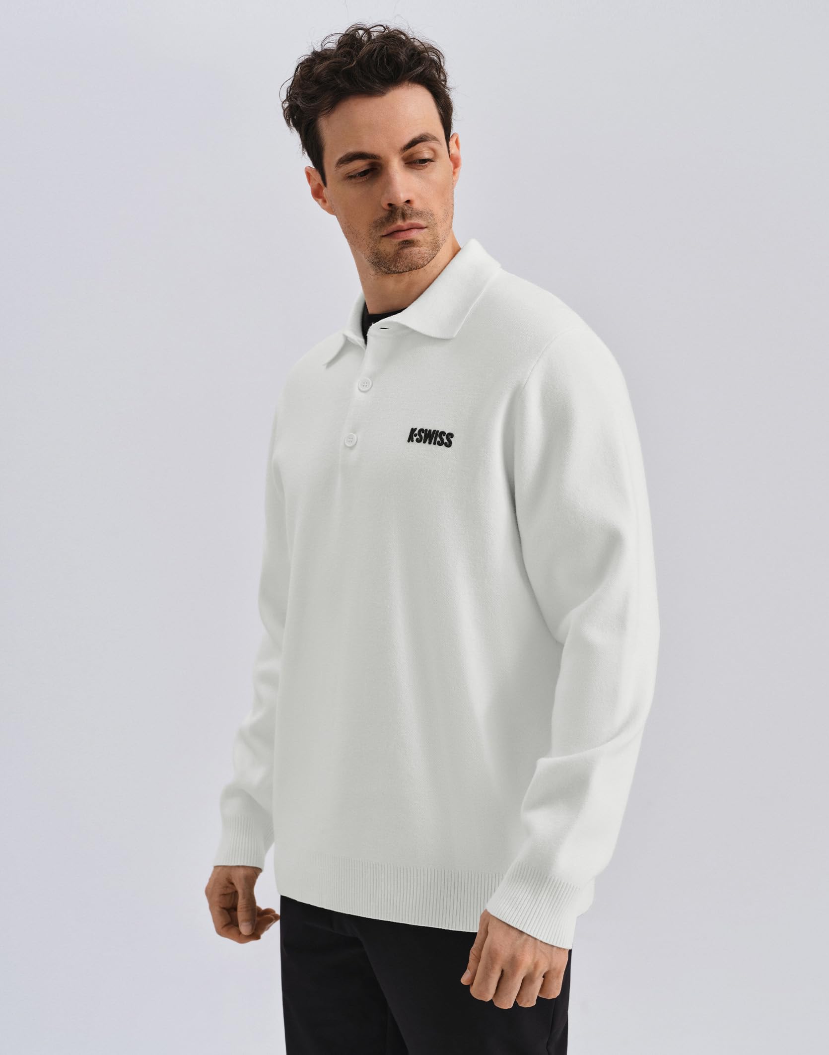 K-Swiss Men's Knit Polo Shirts - Long Sleeve Polo Sweaters Shirt Classic Collared Button Casual Work Golf - Image 2