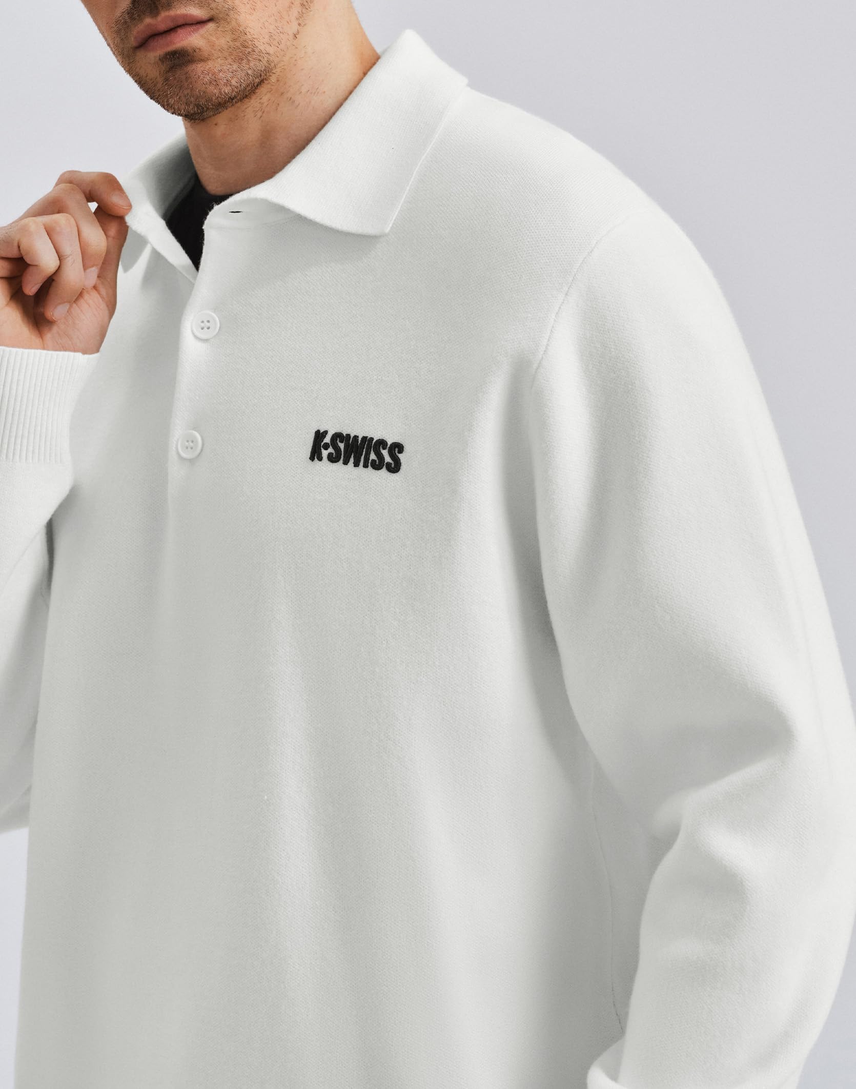 K-Swiss Men's Knit Polo Shirts - Long Sleeve Polo Sweaters Shirt Classic Collared Button Casual Work Golf - Image 4