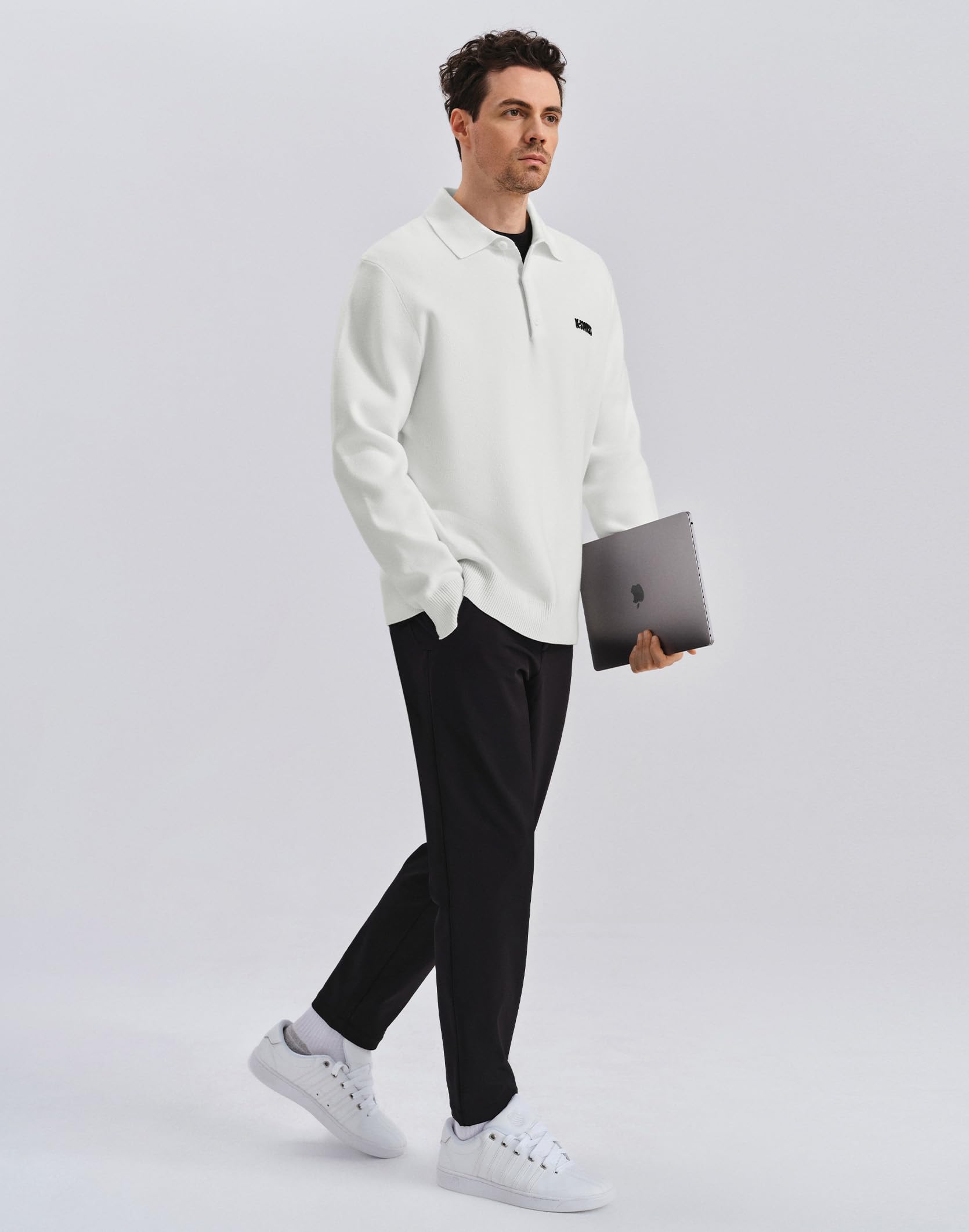 K-Swiss Men's Knit Polo Shirts - Long Sleeve Polo Sweaters Shirt Classic Collared Button Casual Work Golf - Image 6