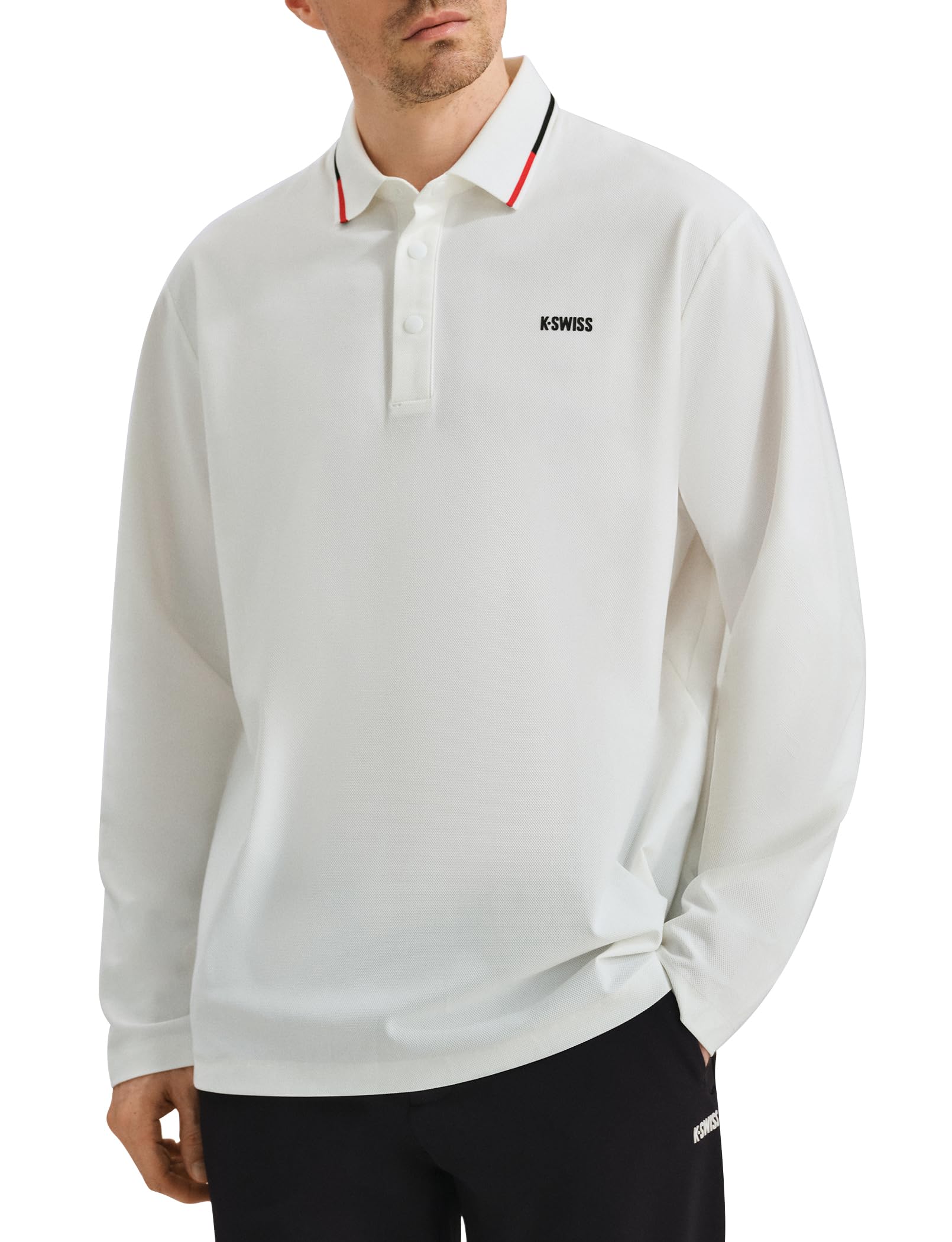 K-Swiss Men's Long Sleeve Polo Shirts - Golf Tennis Dry Fit Performance Moisture Wicking Casual Collared - Image 2