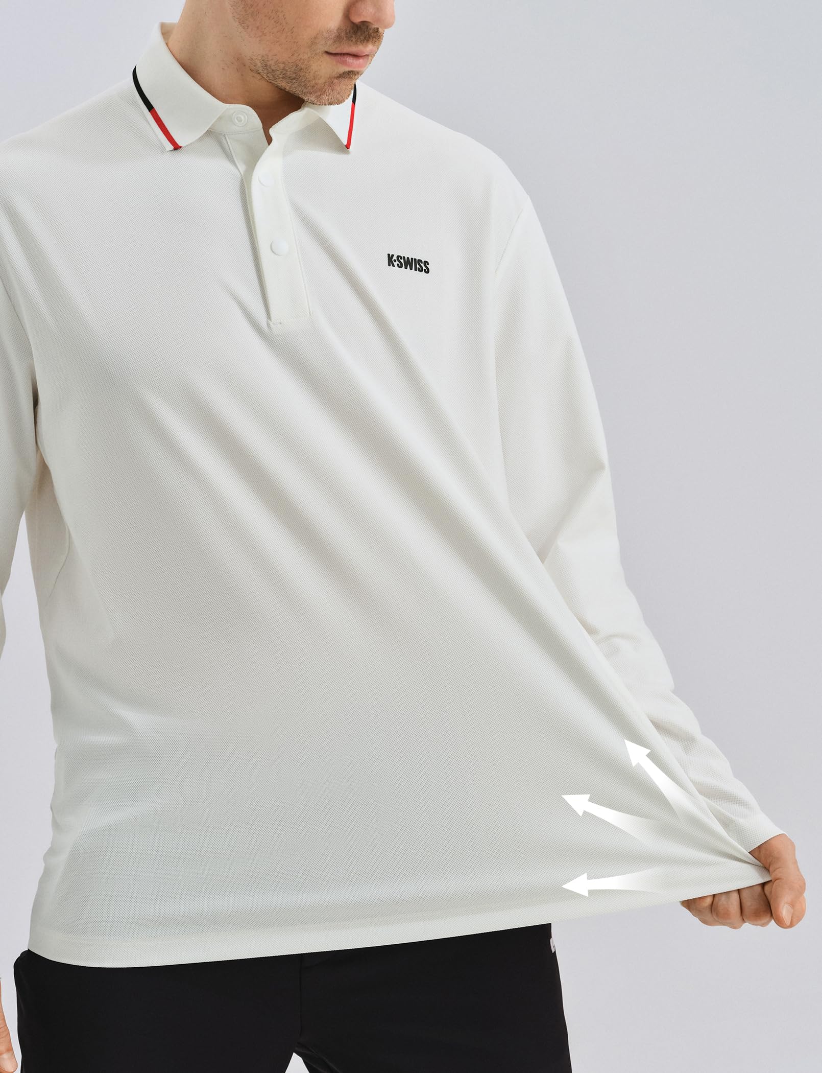 K-Swiss Men's Long Sleeve Polo Shirts - Golf Tennis Dry Fit Performance Moisture Wicking Casual Collared - Image 6