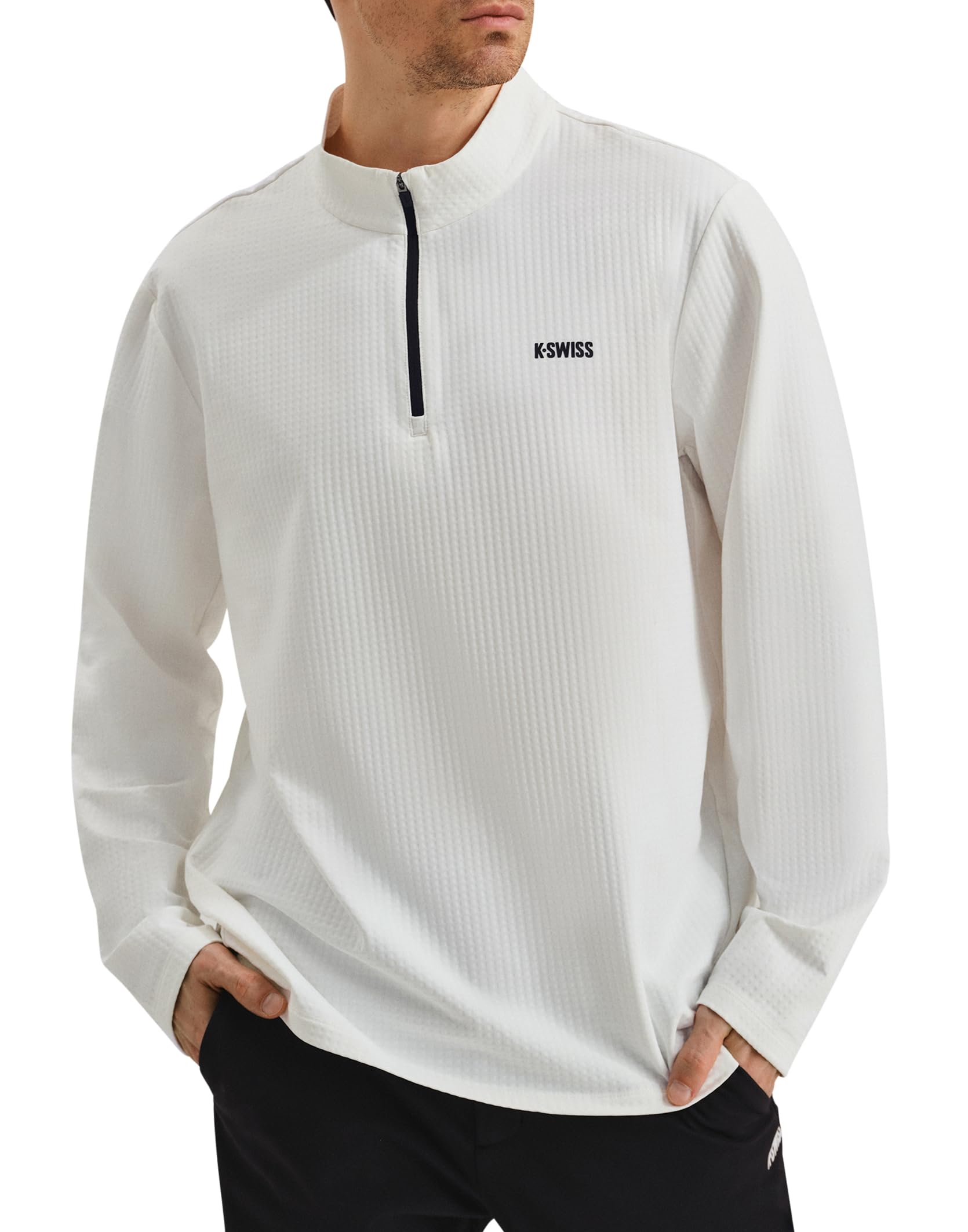 K-Swiss Men's Quarter Zip Pullover - Mock Neck Sweatshirt Golf Casual Long Sleeve Shirt