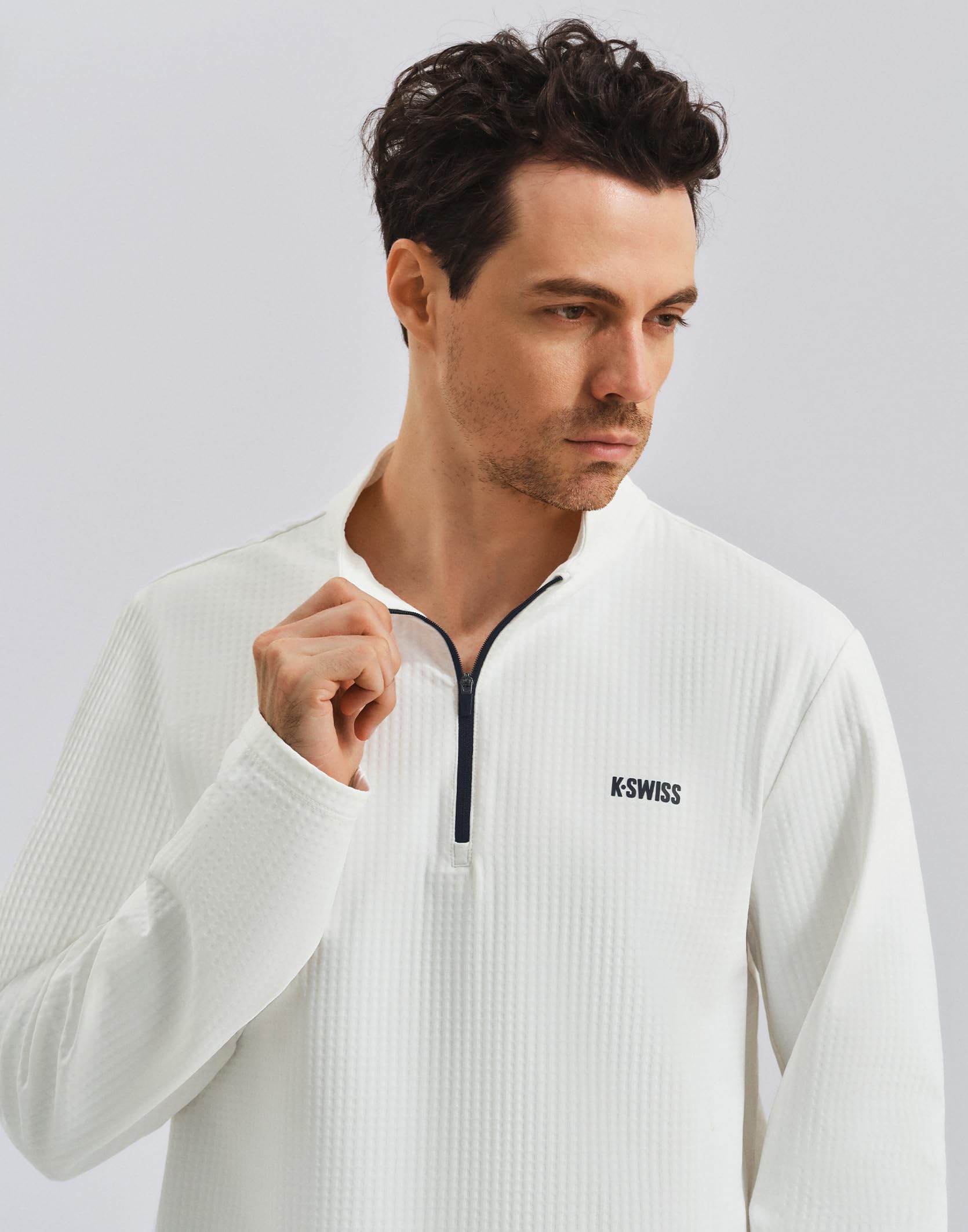K-Swiss Men's Quarter Zip Pullover - Mock Neck Sweatshirt Golf Casual Long Sleeve Shirt - Image 3