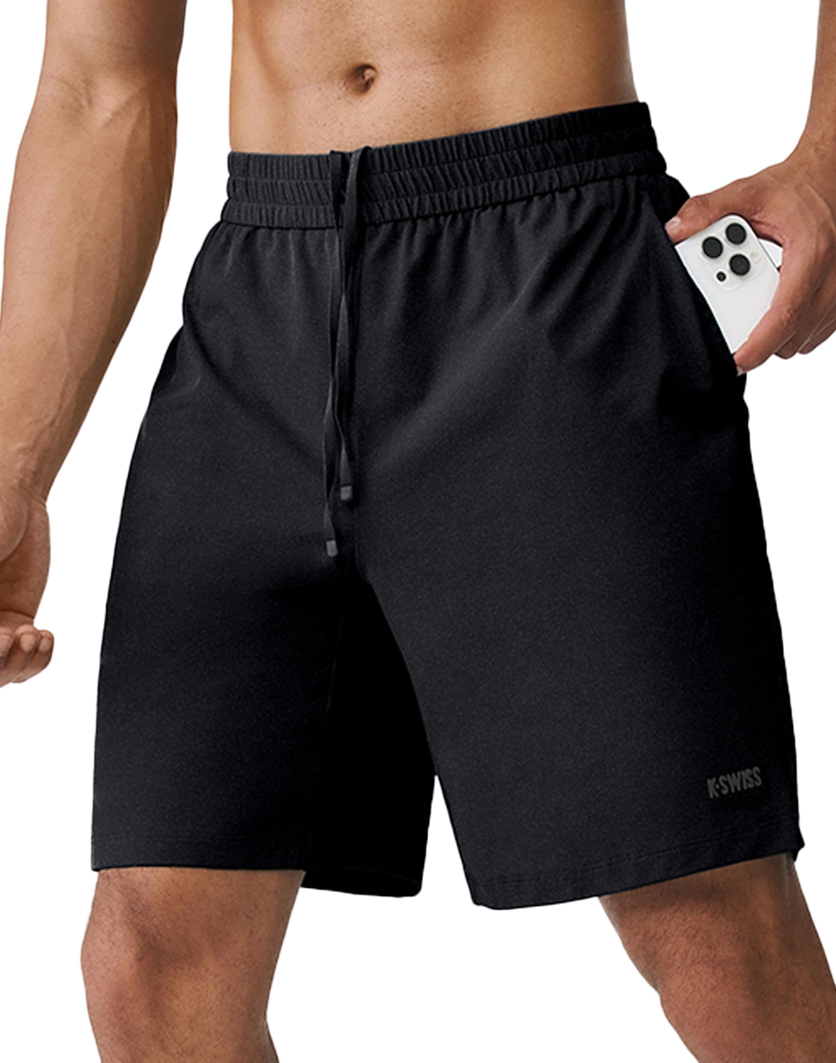 K-Swiss Men's Running Athletic Shorts 8" - Lightweight Quick Dry Workout Gym Tennis Knit Shorts Active Sport