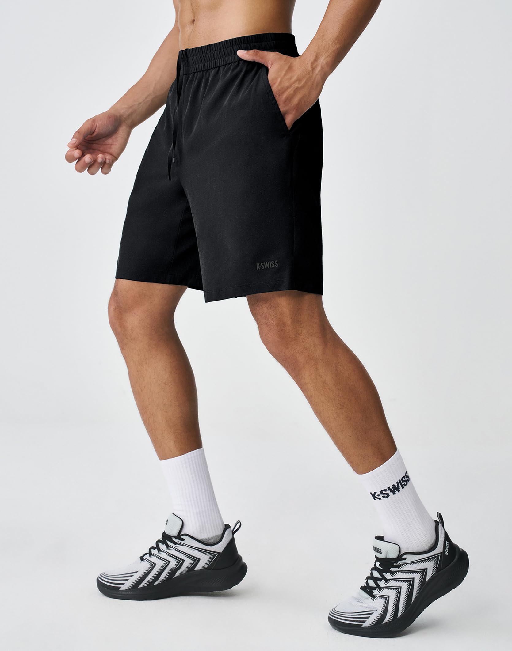 K-Swiss Men's Running Athletic Shorts 8" - Lightweight Quick Dry Workout Gym Tennis Knit Shorts Active Sport - Image 2