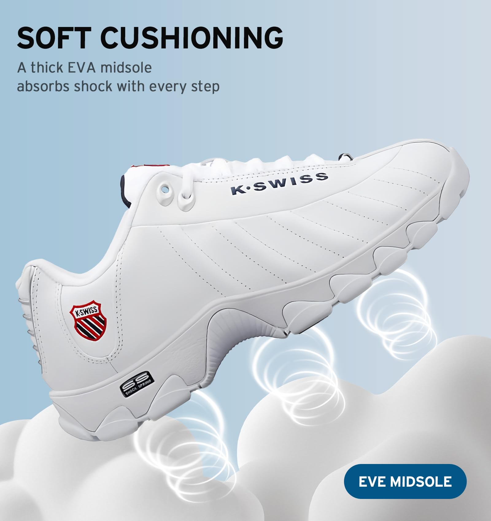 K-Swiss Men's ST329 CMF Sneaker, Wide Tennis Walking Shoes Leather Upper - Image 5