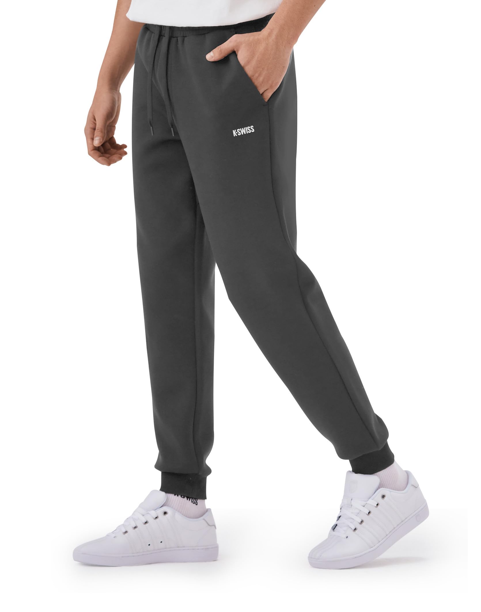 K-Swiss Men's Sweatpants with Pockets - Lightweight & Breathable Joggers for Men, Cuffed Track Pants for Casual Lounge