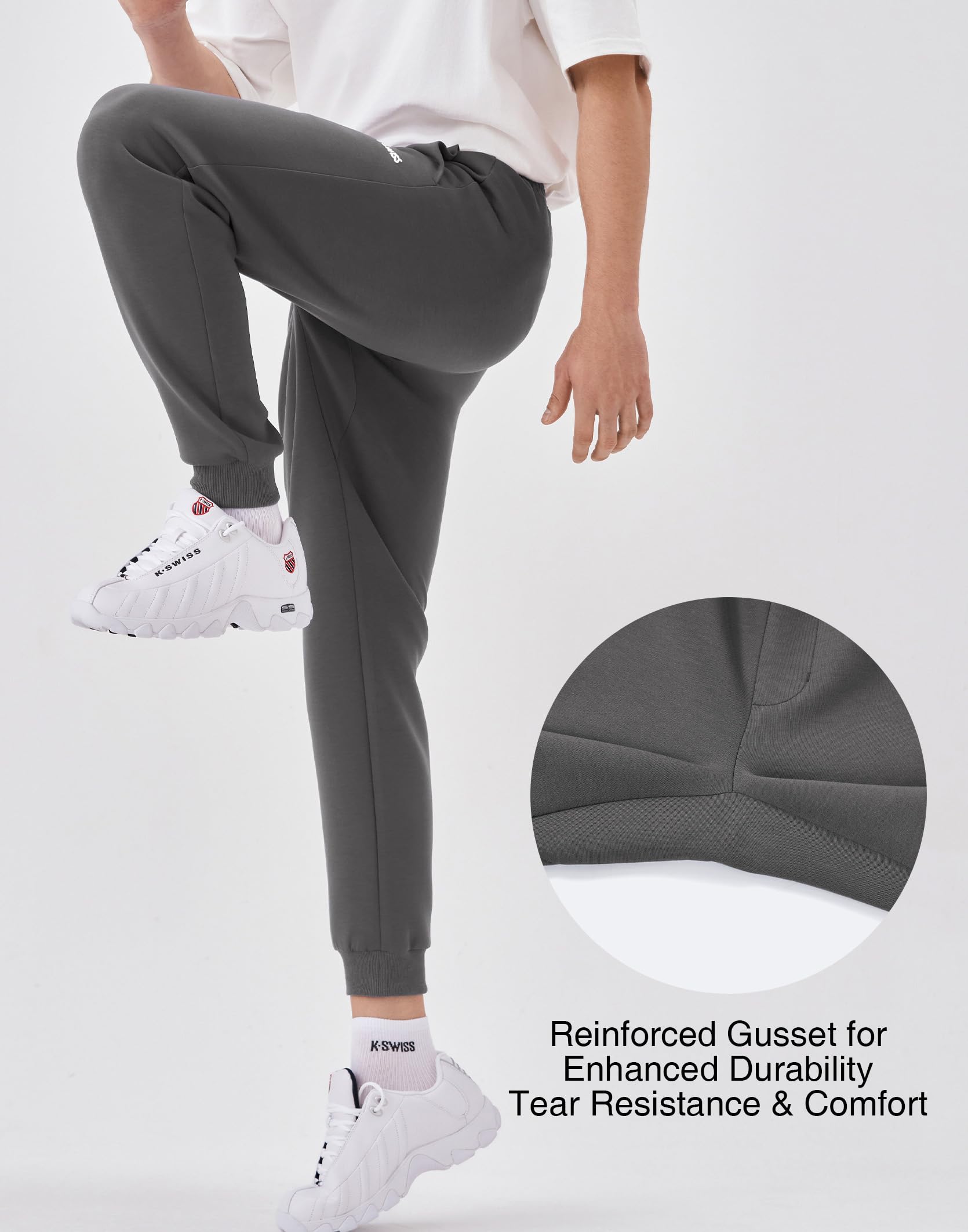 K-Swiss Men's Sweatpants with Pockets - Lightweight & Breathable Joggers for Men, Cuffed Track Pants for Casual Lounge - Image 6