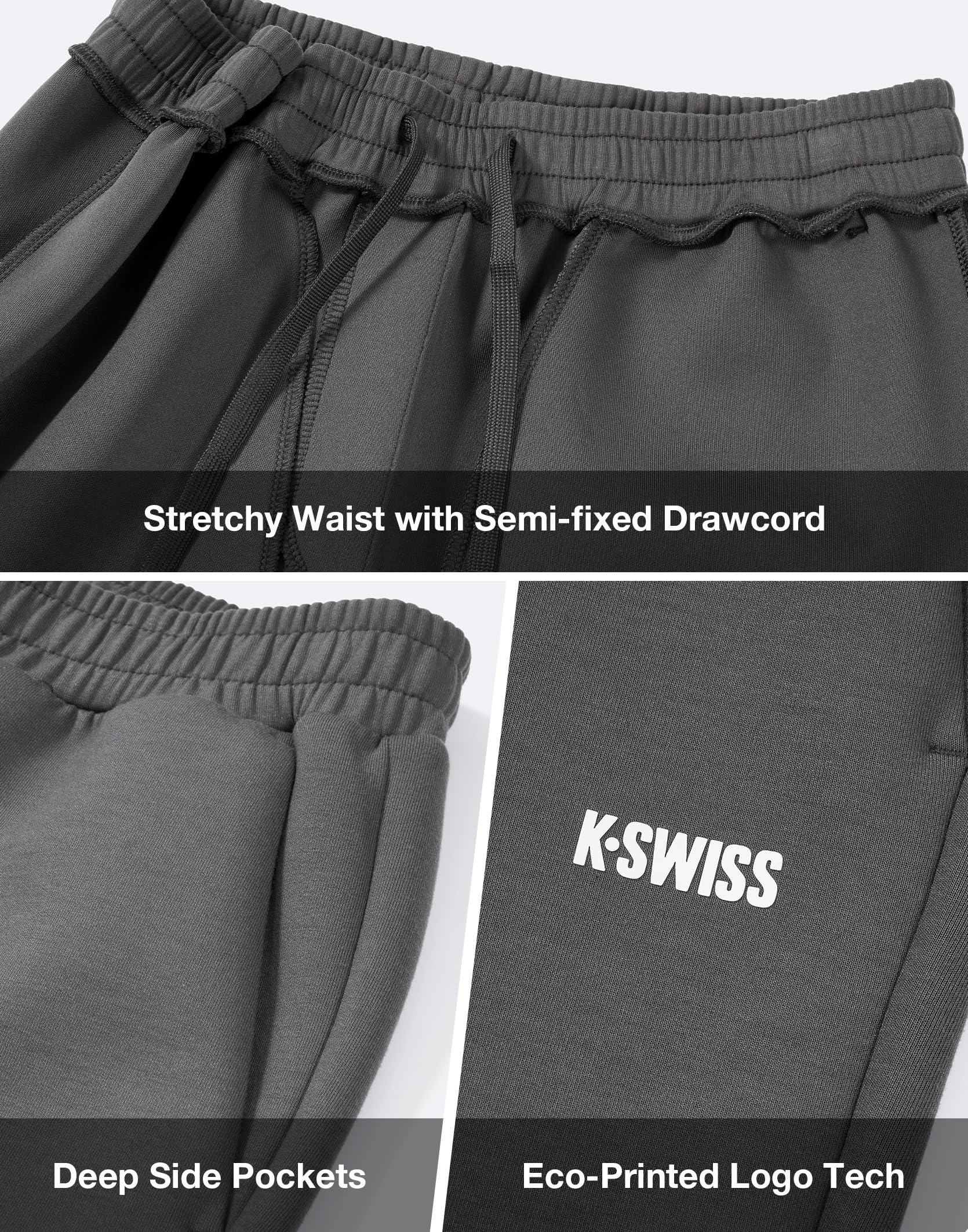 K-Swiss Men's Sweatpants with Pockets - Lightweight & Breathable Joggers for Men, Cuffed Track Pants for Casual Lounge - Image 7