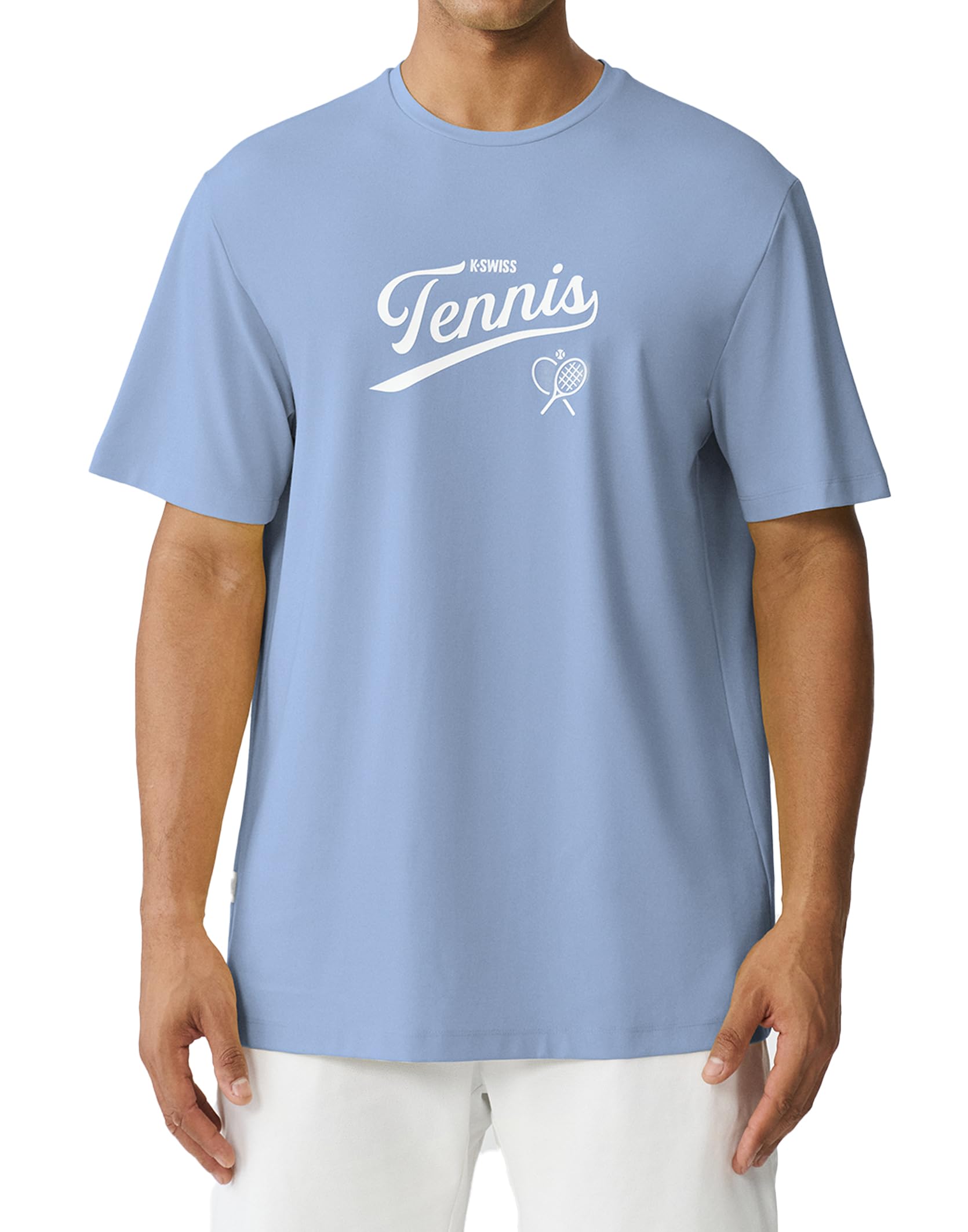 K-Swiss Men's Tennis Graphic T-Shirt - Silky Soft Premium Crewneck Tee Breathable Short Sleeve Casual Athletic Shirt