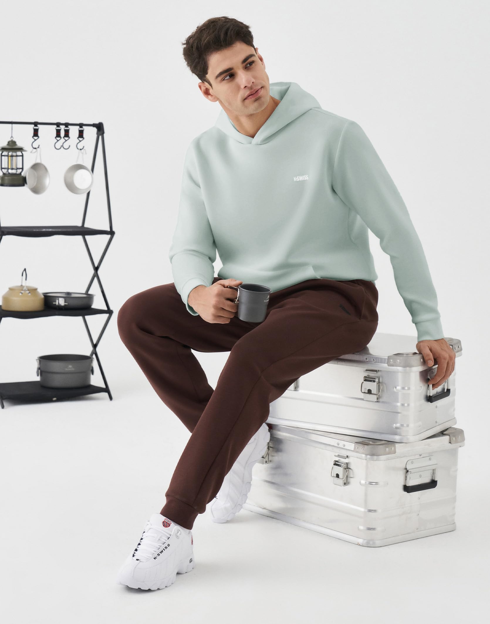 K-Swiss Men's Tennis Print Hoodie - Long Sleeve Pullover Hooded Sweatshirts with Kangaroo Pockets - Image 3
