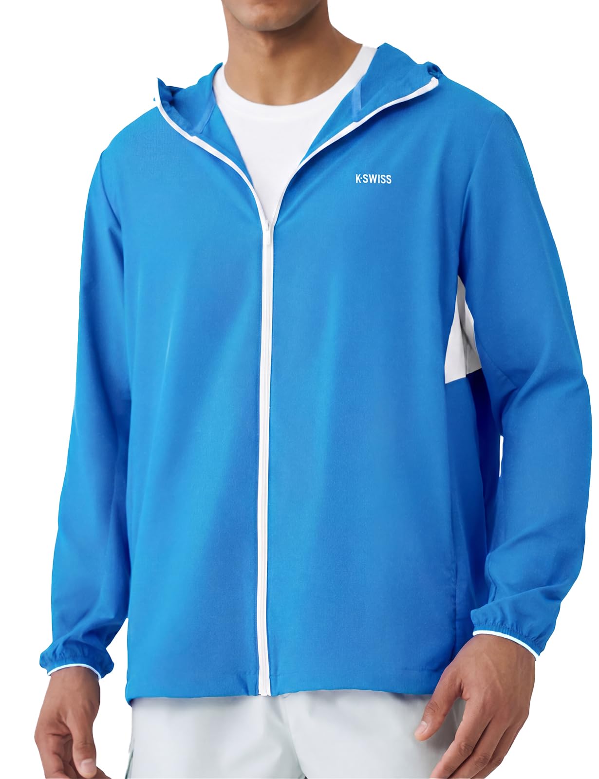 K-Swiss Men's UPF 50+ Windbreaker Jacket - Lightweight Full Zip Hoodie Long Sleeve for Hiking Outdoor