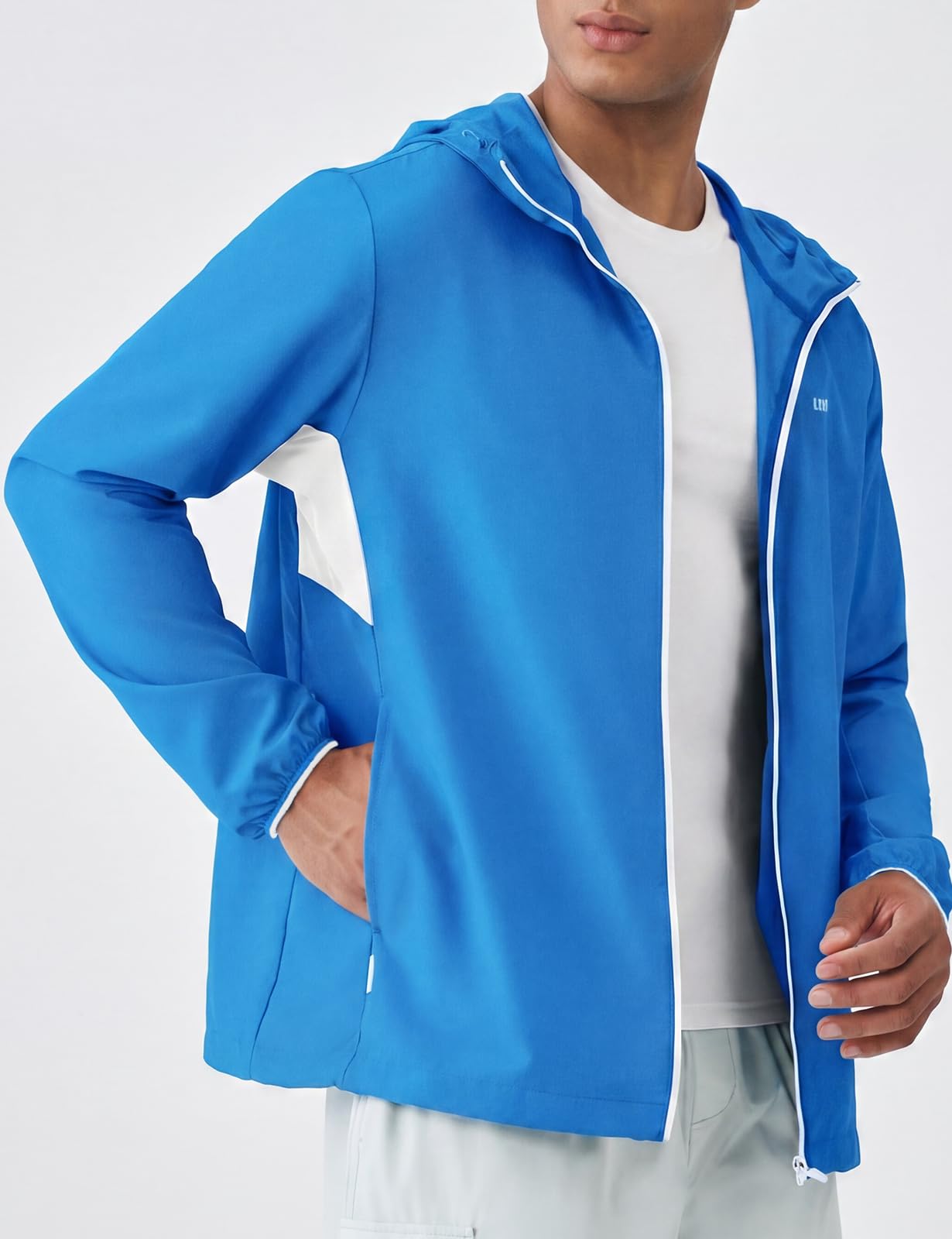 K-Swiss Men's UPF 50+ Windbreaker Jacket - Lightweight Full Zip Hoodie Long Sleeve for Hiking Outdoor - Image 3