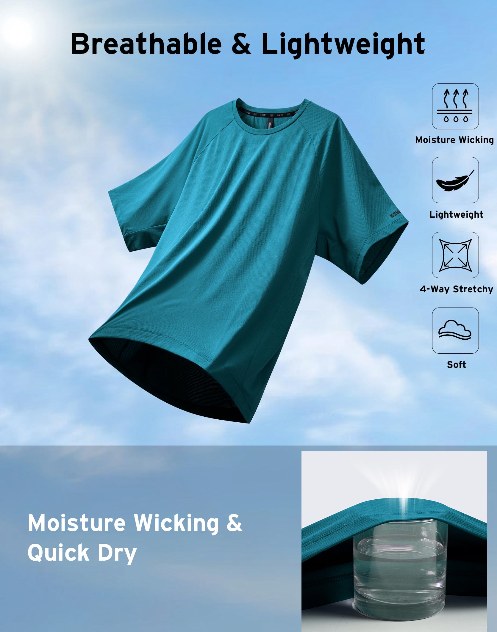 K-Swiss Mens Athletic Workout T-Shirts - DryAero Performance Lightweight Quick Dry Shirts Tops for Tennis Running Gym - Image 4