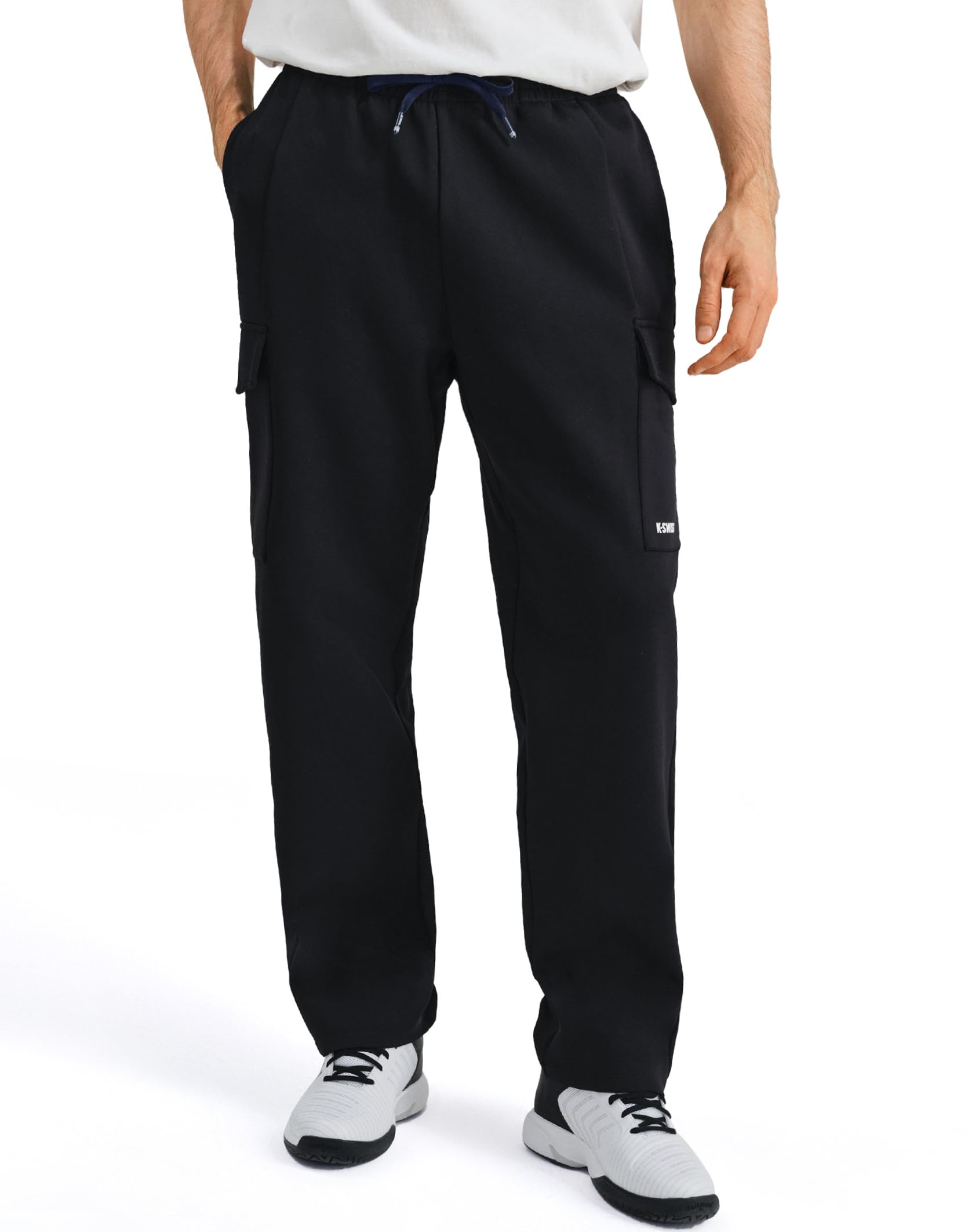 K-Swiss Mens Cargo Pants - Relaxed Fit Open Bottom Tapered Pants Sweatpants with Drawstring for Casual Lounge Outdoor