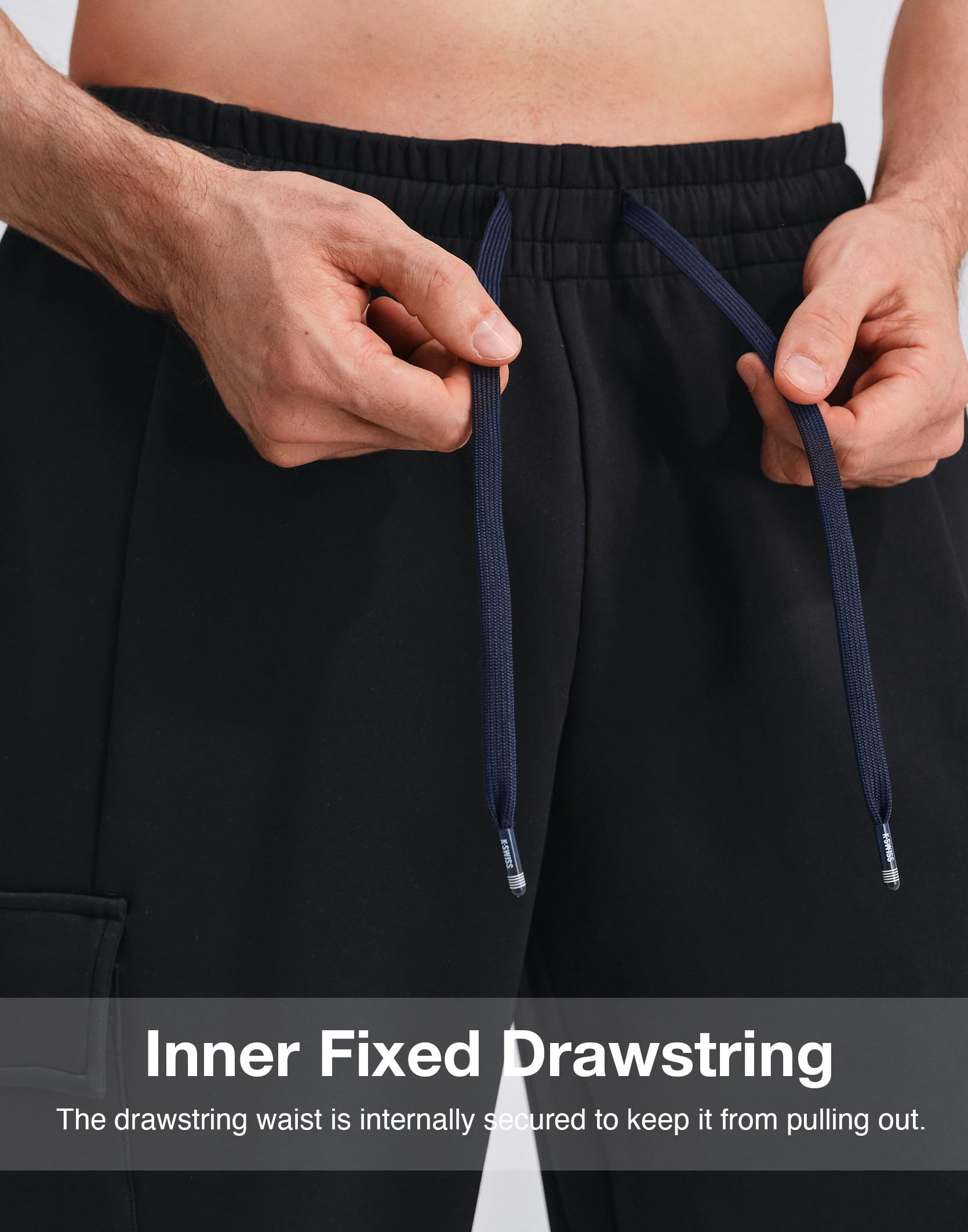 K-Swiss Mens Cargo Pants - Relaxed Fit Open Bottom Tapered Pants Sweatpants with Drawstring for Casual Lounge Outdoor - Image 5