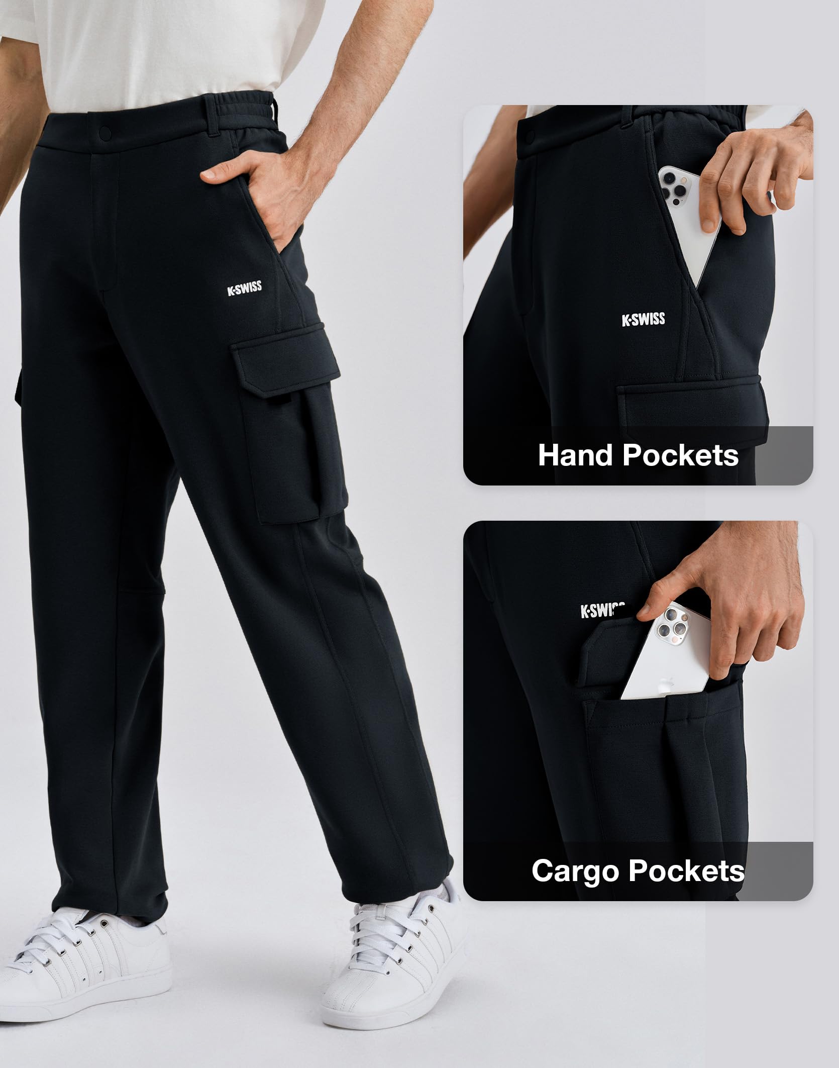 K-Swiss Mens Cargo Pants - Relaxed Fit Tapered Pants Sweatpants with Pockets for Casual Outdoor - Image 3