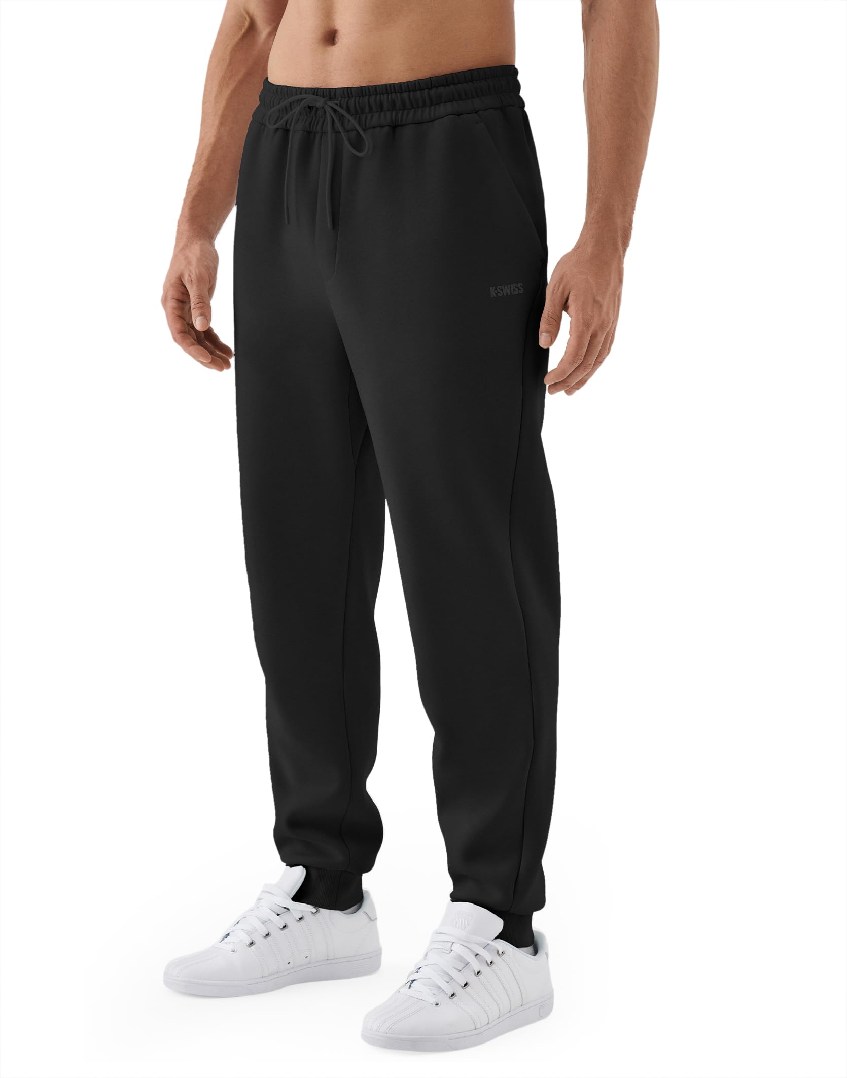 K-Swiss Mens Jogger with Pockets - Relaxed Fit Tapered Pants Sweatpants with Drawstring for Casual Lounge