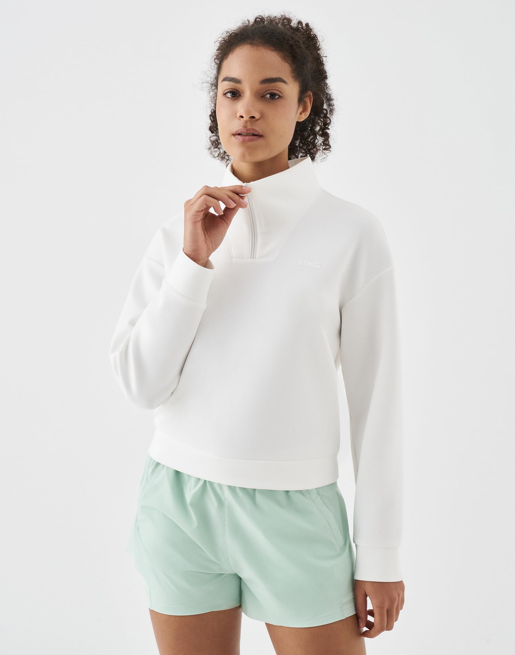 K-Swiss Quarter Zip Sweatshirts for Women, Long Sleeve Pullover Hoodies with Pockets, Mock Neck Crop Tops Spring Outfits - Image 3