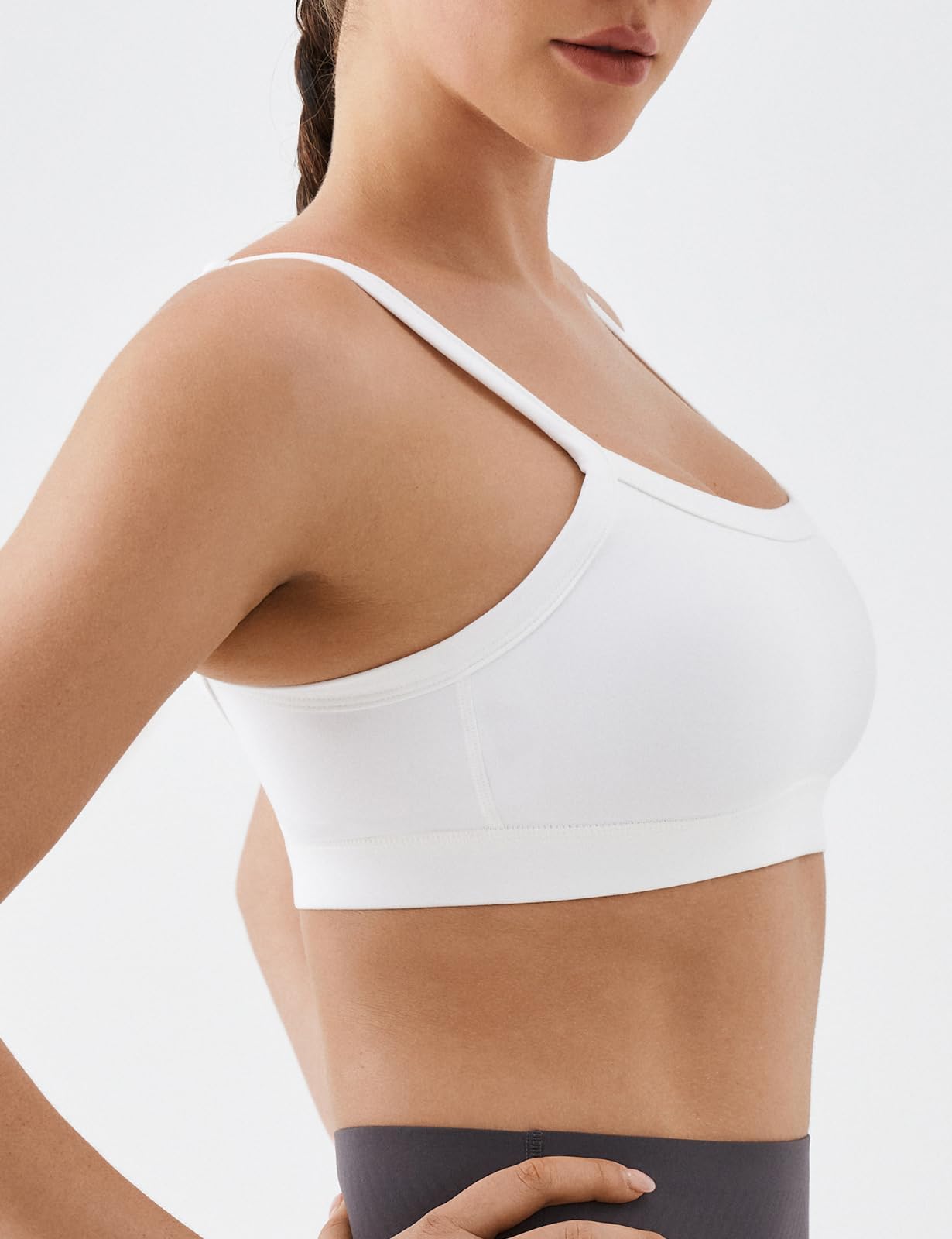 K-Swiss Sports Bras for Women Adjustable - Thin Straps Light Impact Strappy Wireless Padded Yoga Workout Gym Tops - Image 3