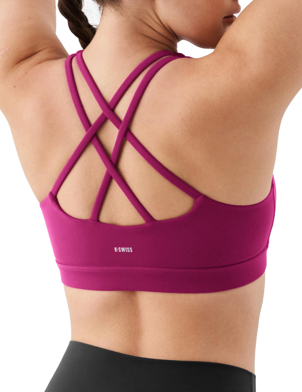 K-Swiss Sports Bras for Women - Light Impact Cross-Back Thin Straps Yoga Athletic Tops