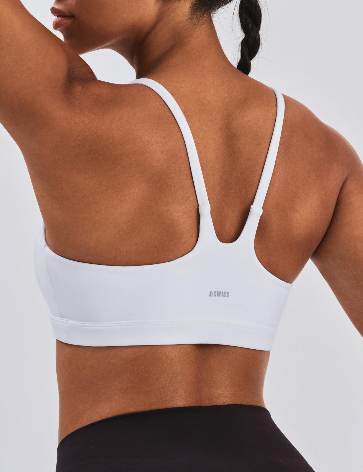 K-Swiss Sports Bras for Women - Light Impact Unadjustable Scoop Neck Thin Strappy Wireless Padded Yoga Workout Gym Tops - Image 2